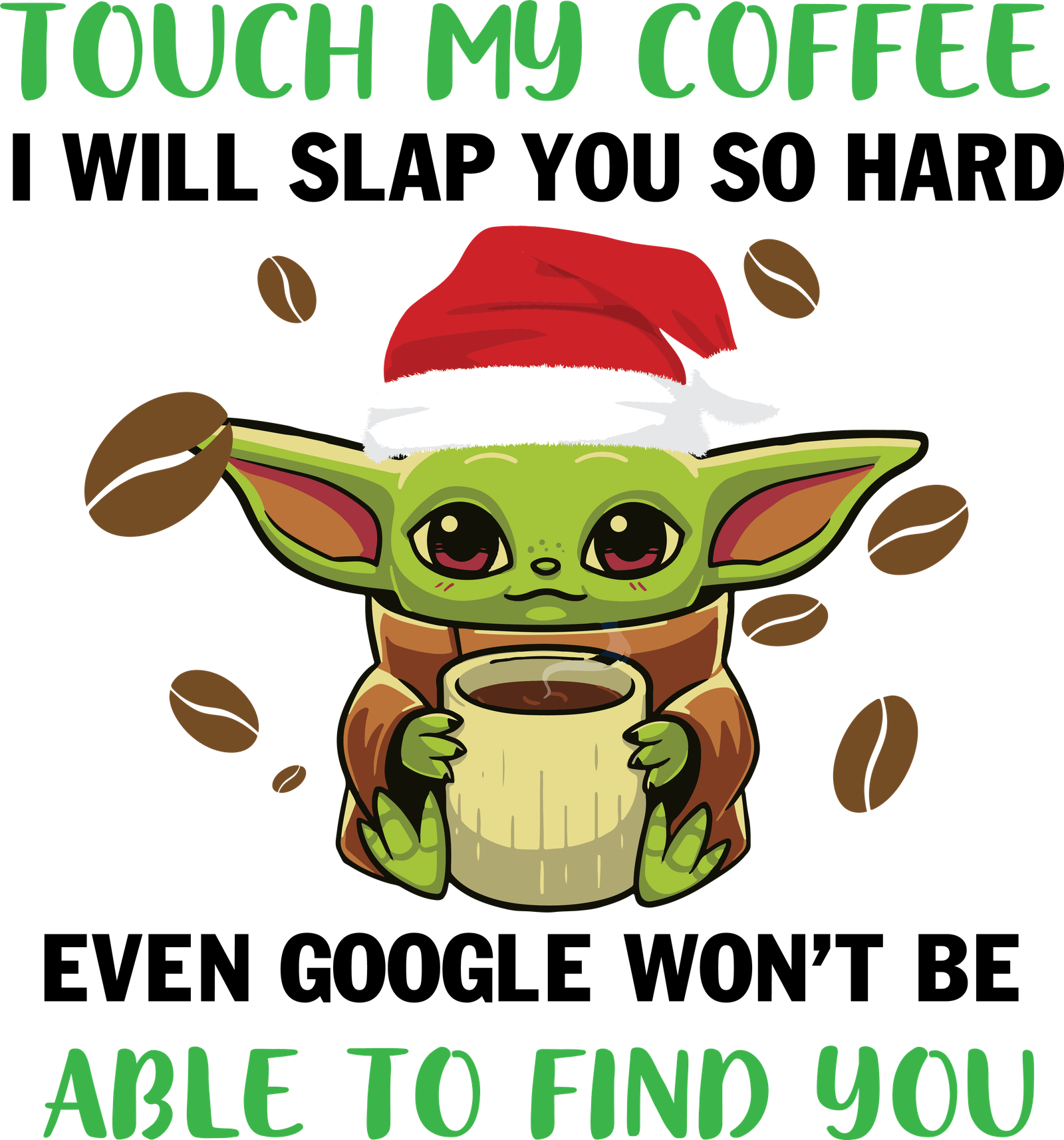 Grogru com gorro de Natal e café