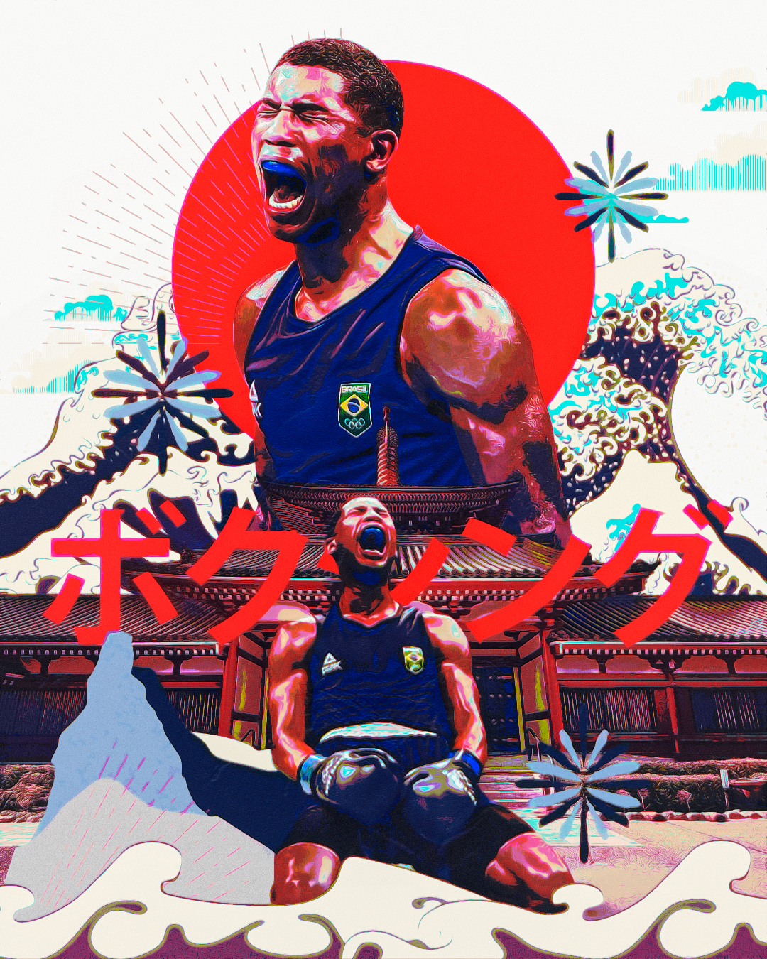 Boxeador olímpico do Brasil com estética japonesa