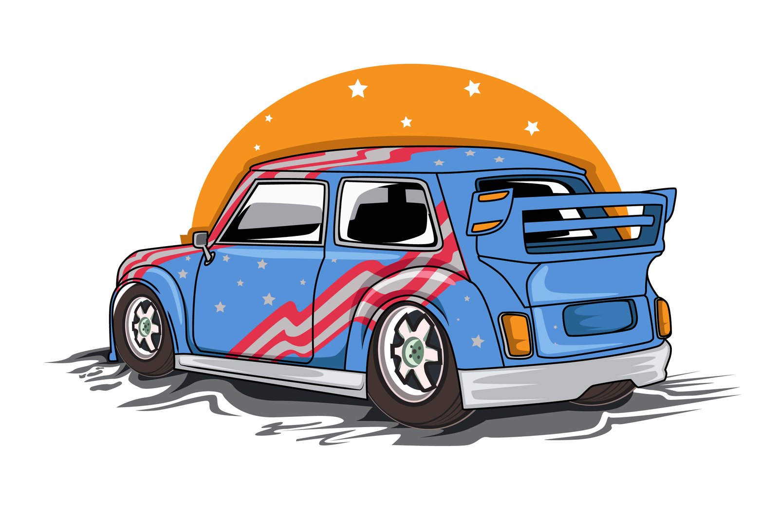 10. american classic car illustration vector