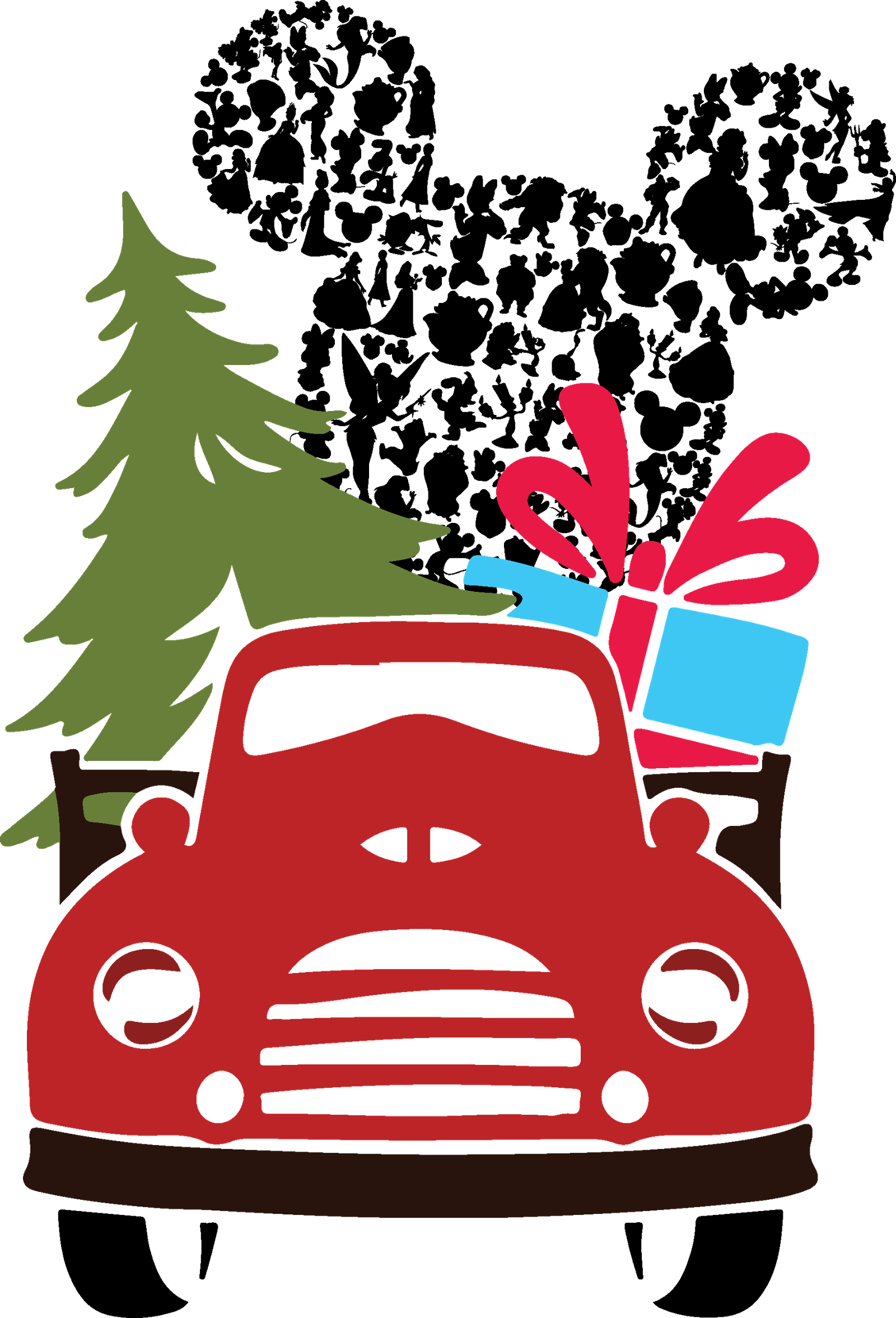 12 Christmas car silhouette