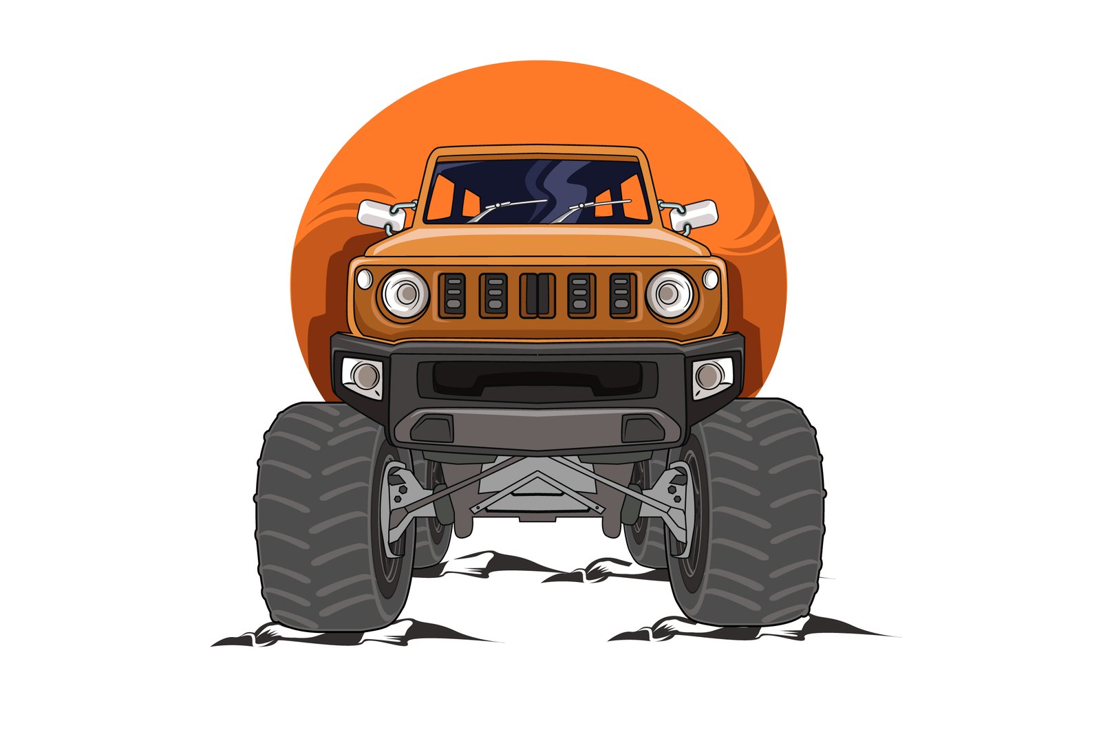 15. the orange offroad monster truck illustration vector