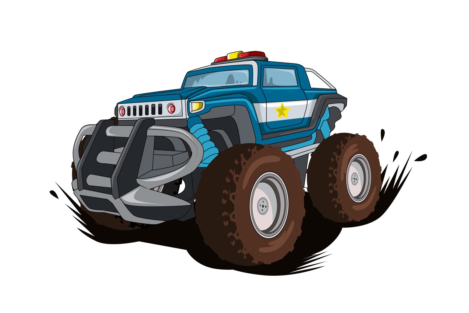 16. police truck monster car illustration vector