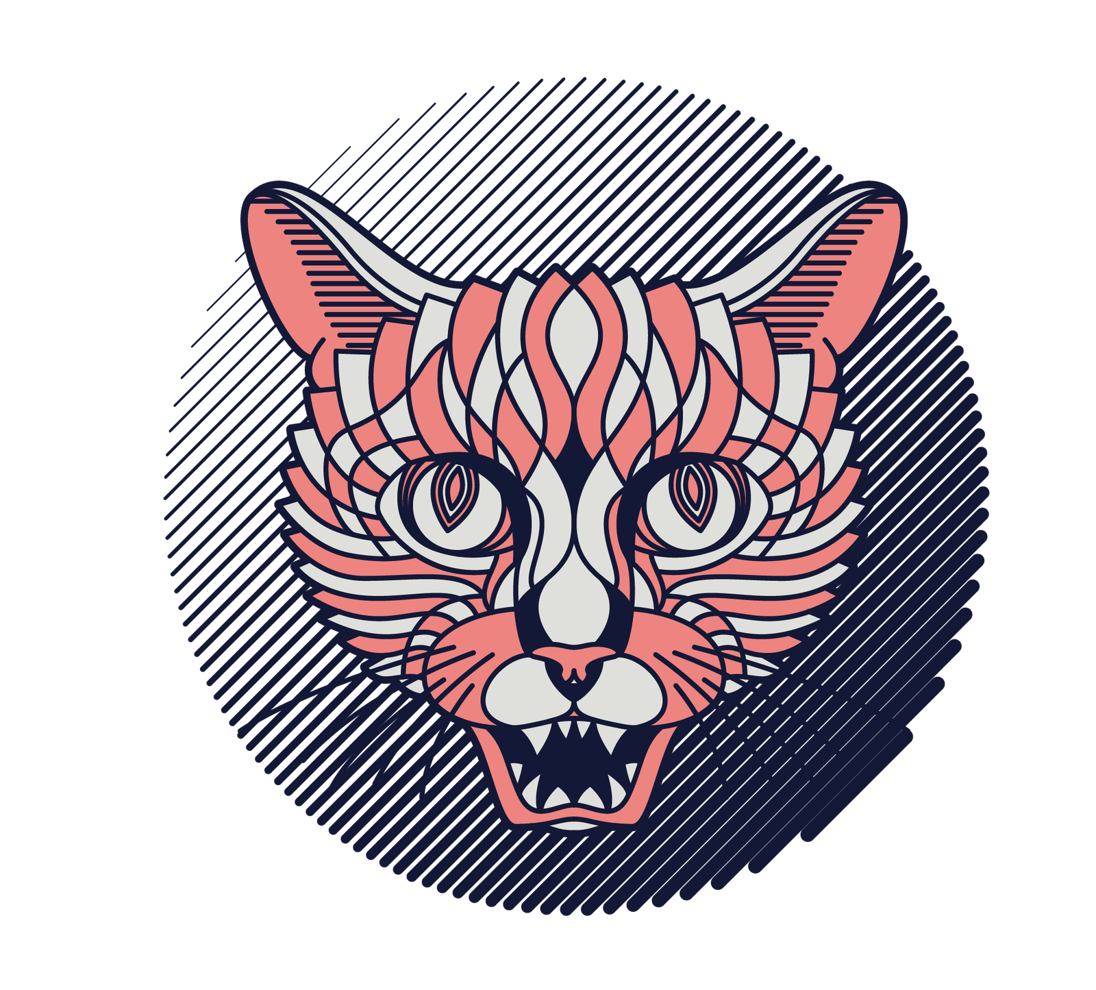 Gato com design geométrico e abstrato