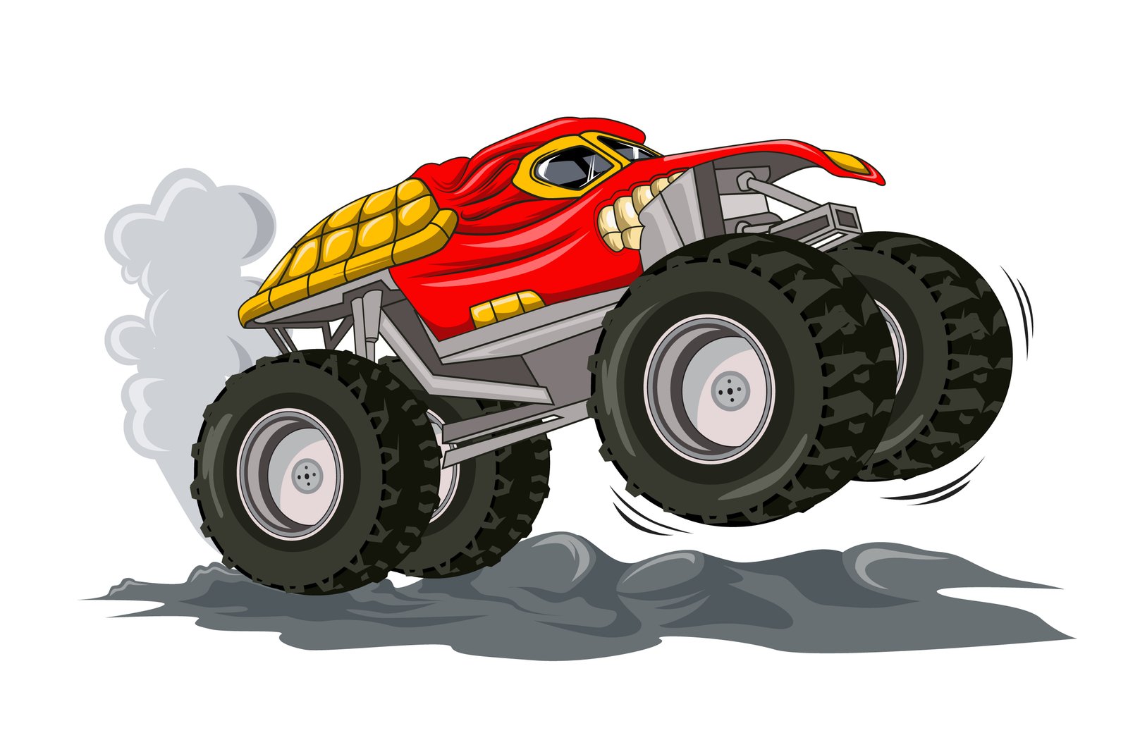 21. red monster truck car illustration vector