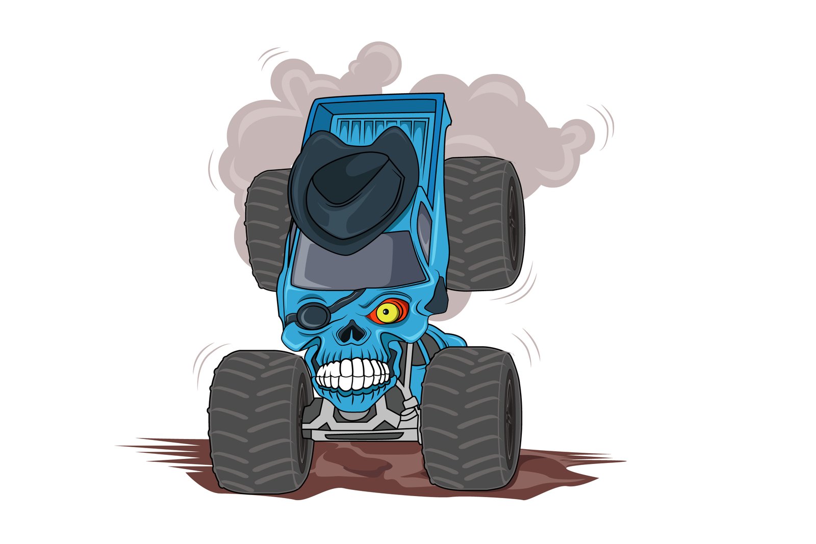 32. skull monster truck vector