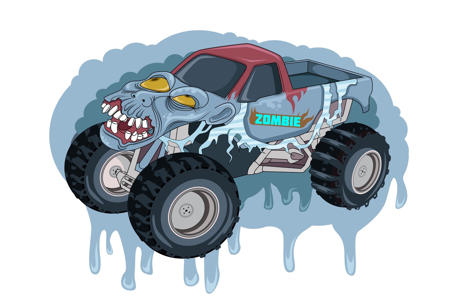 34. zombie monster truck illustration vector