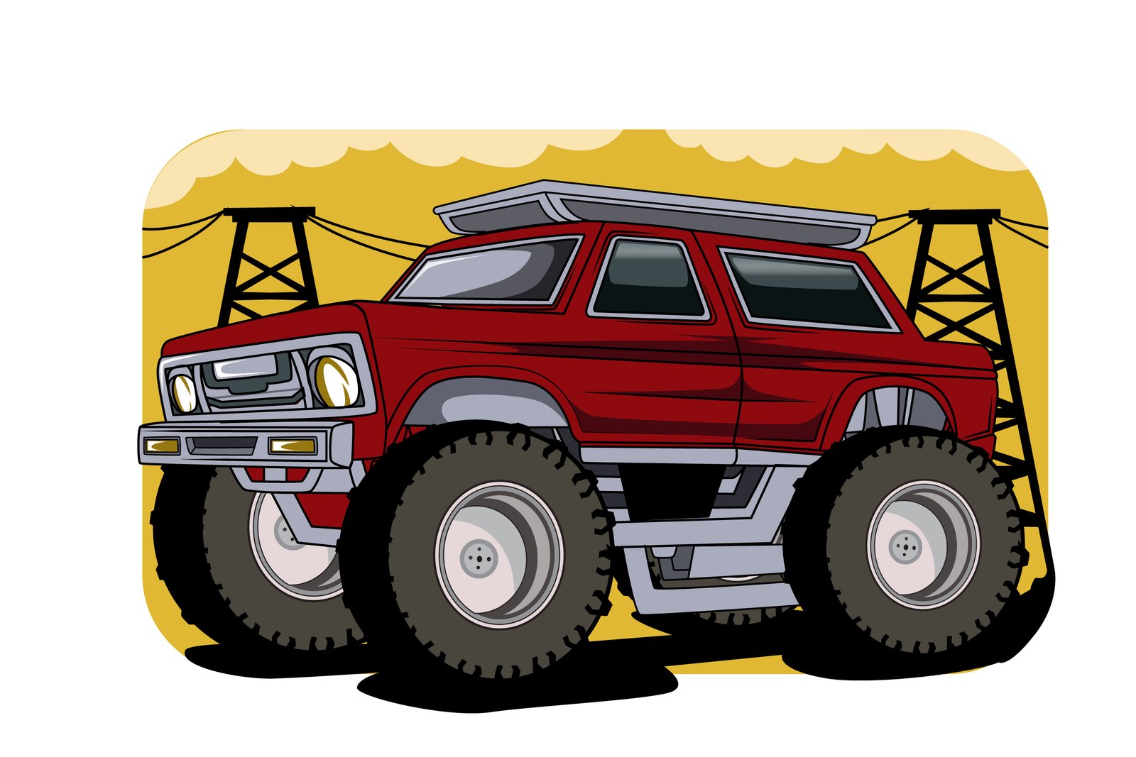 60. monster truck sunset background