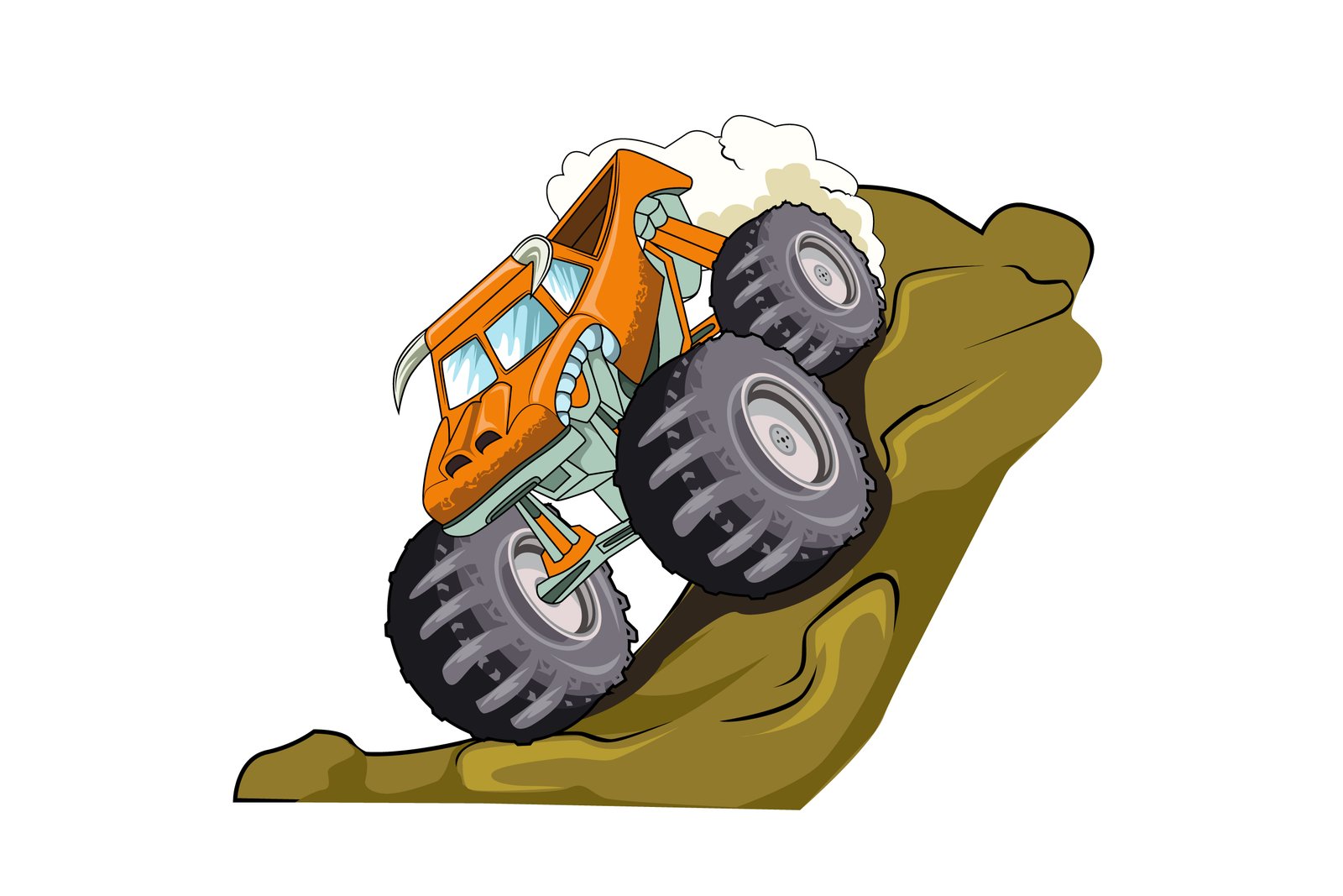 90. monster truck on the hill vector