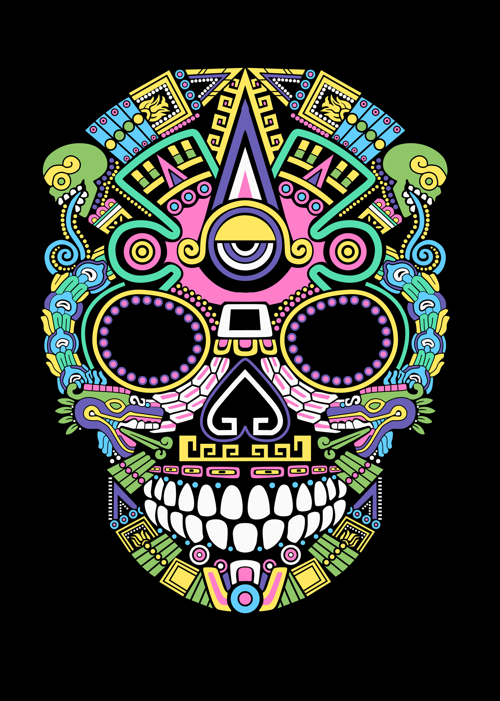 CRANEO DECORADO MEXICA BLACK