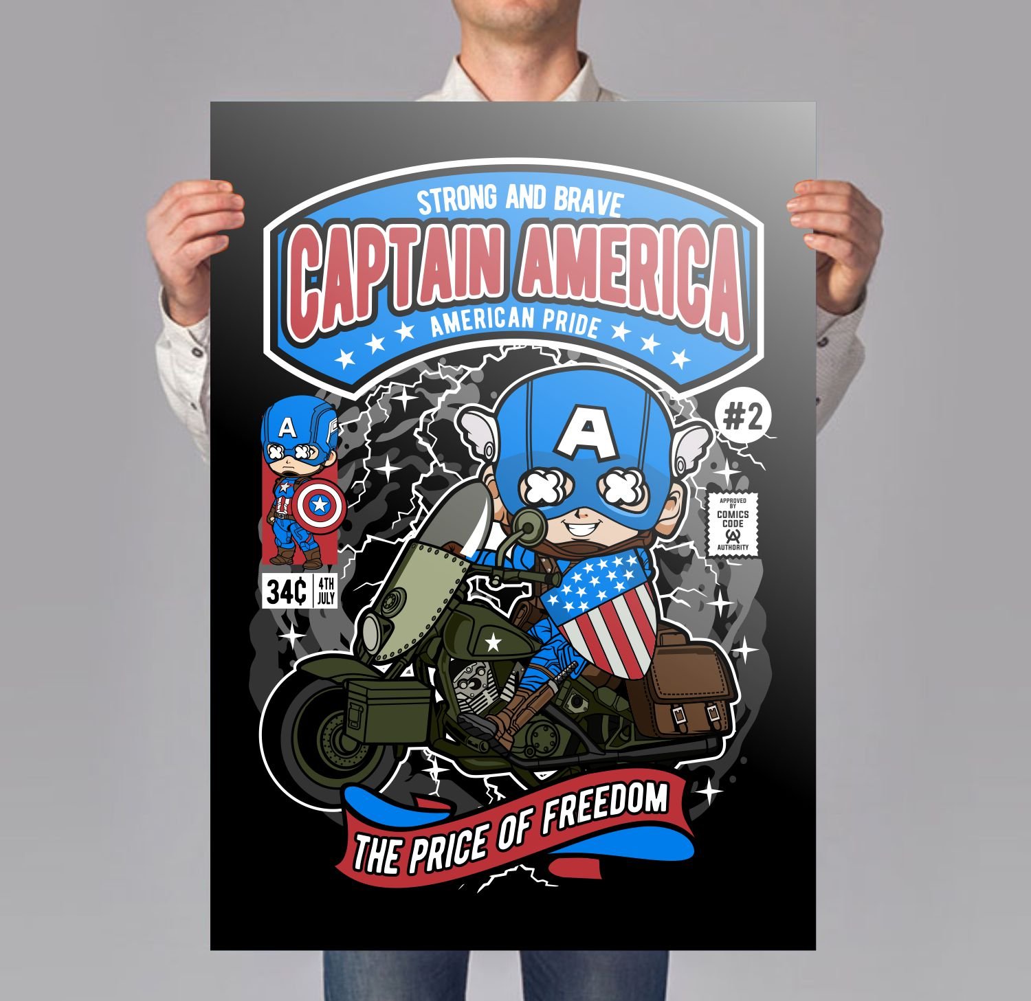 Captain America Motorcycle Poster
