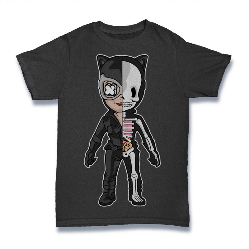 Cat Woman Half Skeleton Tshirt