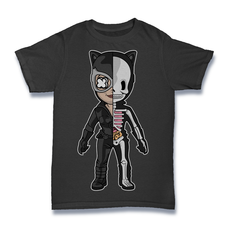 Cat Woman Half Skeleton Tshirt