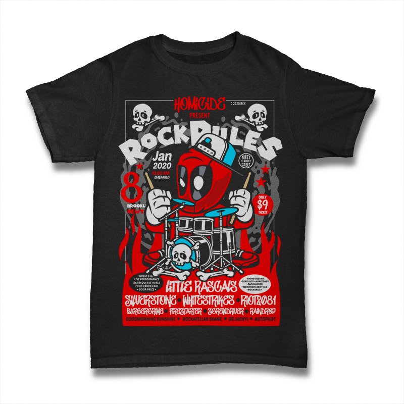 Deadpool Rock Poster Tshirt