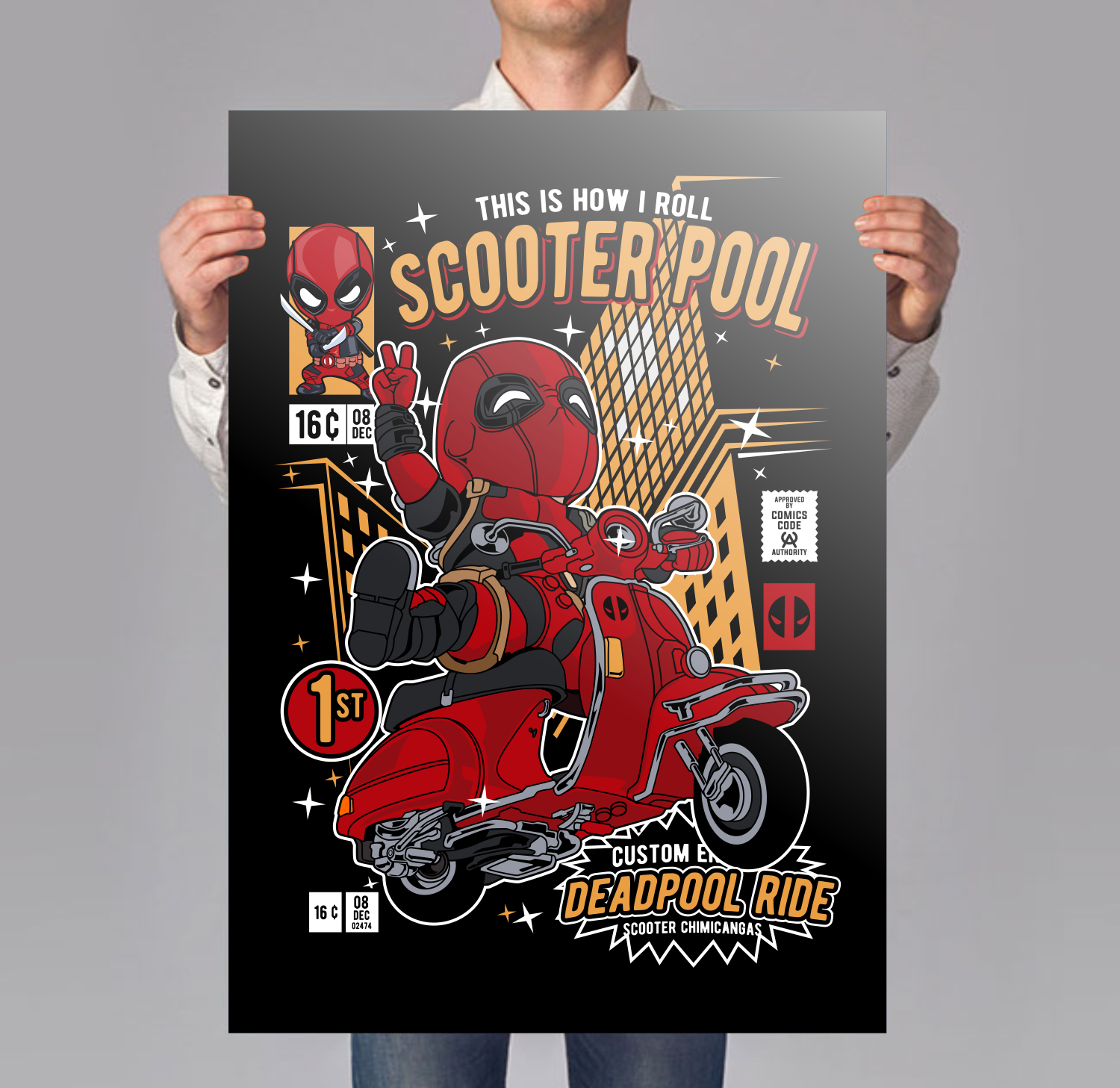 Deadpool Scooter Poster