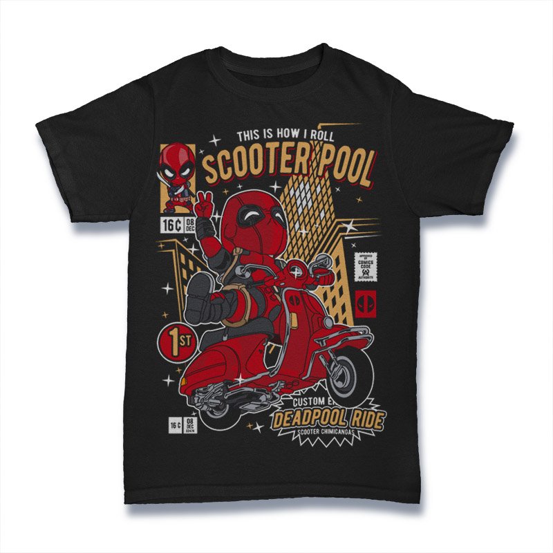 Deadpool Scooter Tshirt
