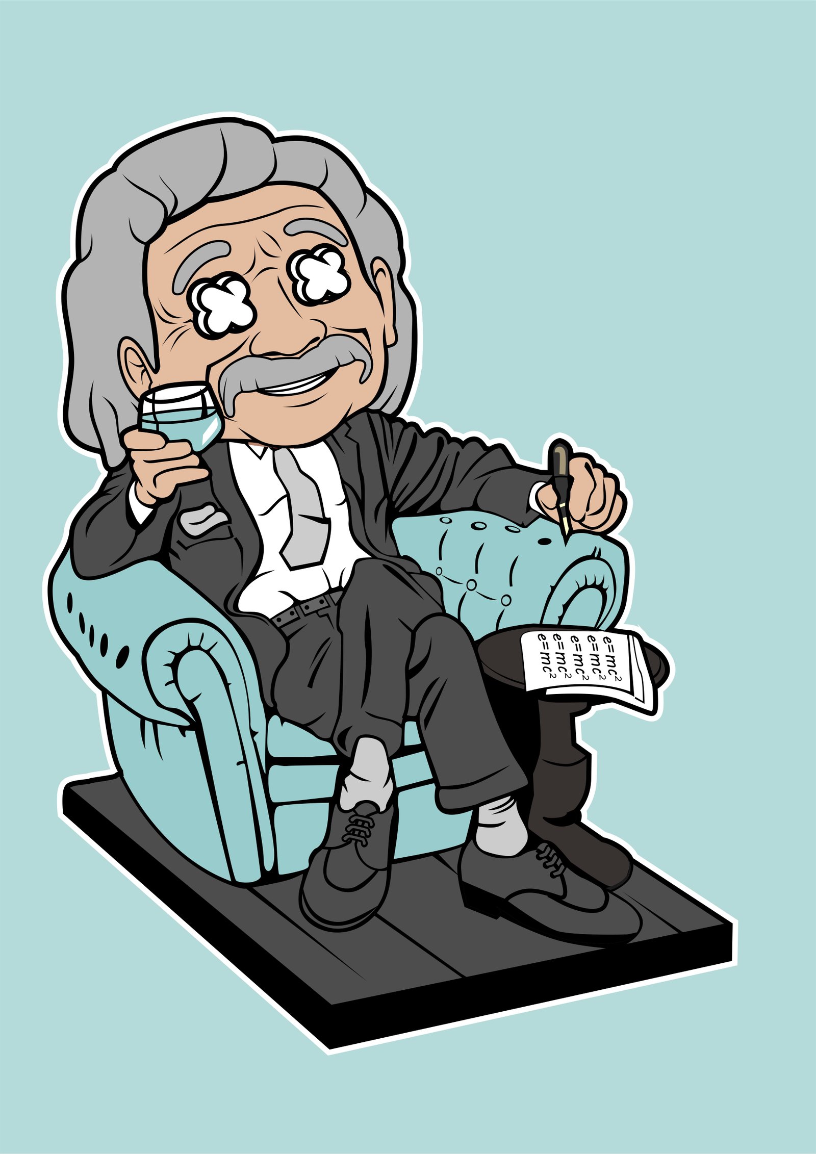 Einstein Drinking And Relax
