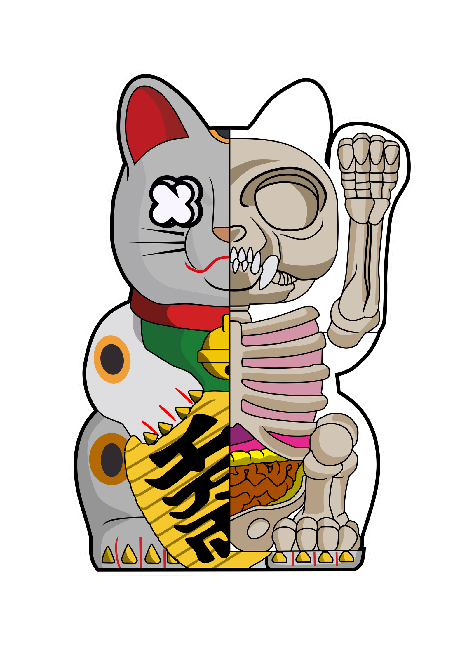 Fortune Cat Half Skeleton