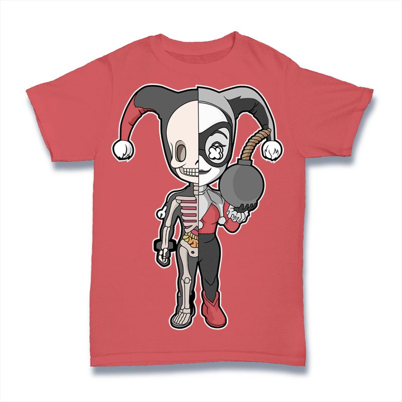 Harley Quinn Half Skeleton Tshirt