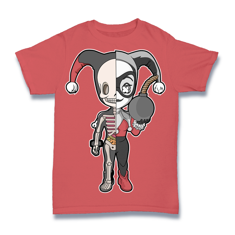 Harley Quinn Half Skeleton Tshirt