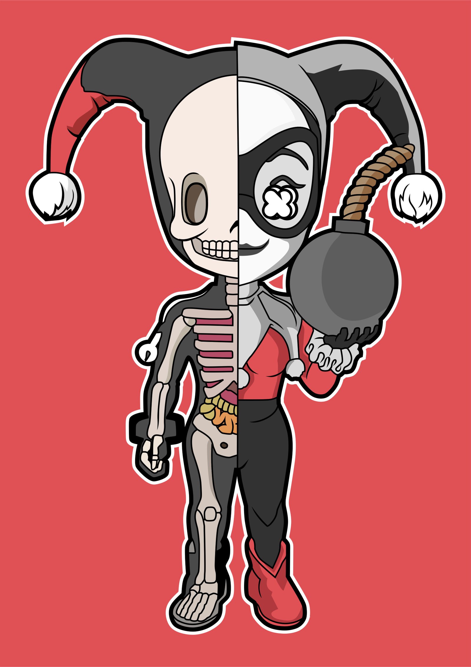 Harley Quinn Half Skeleton