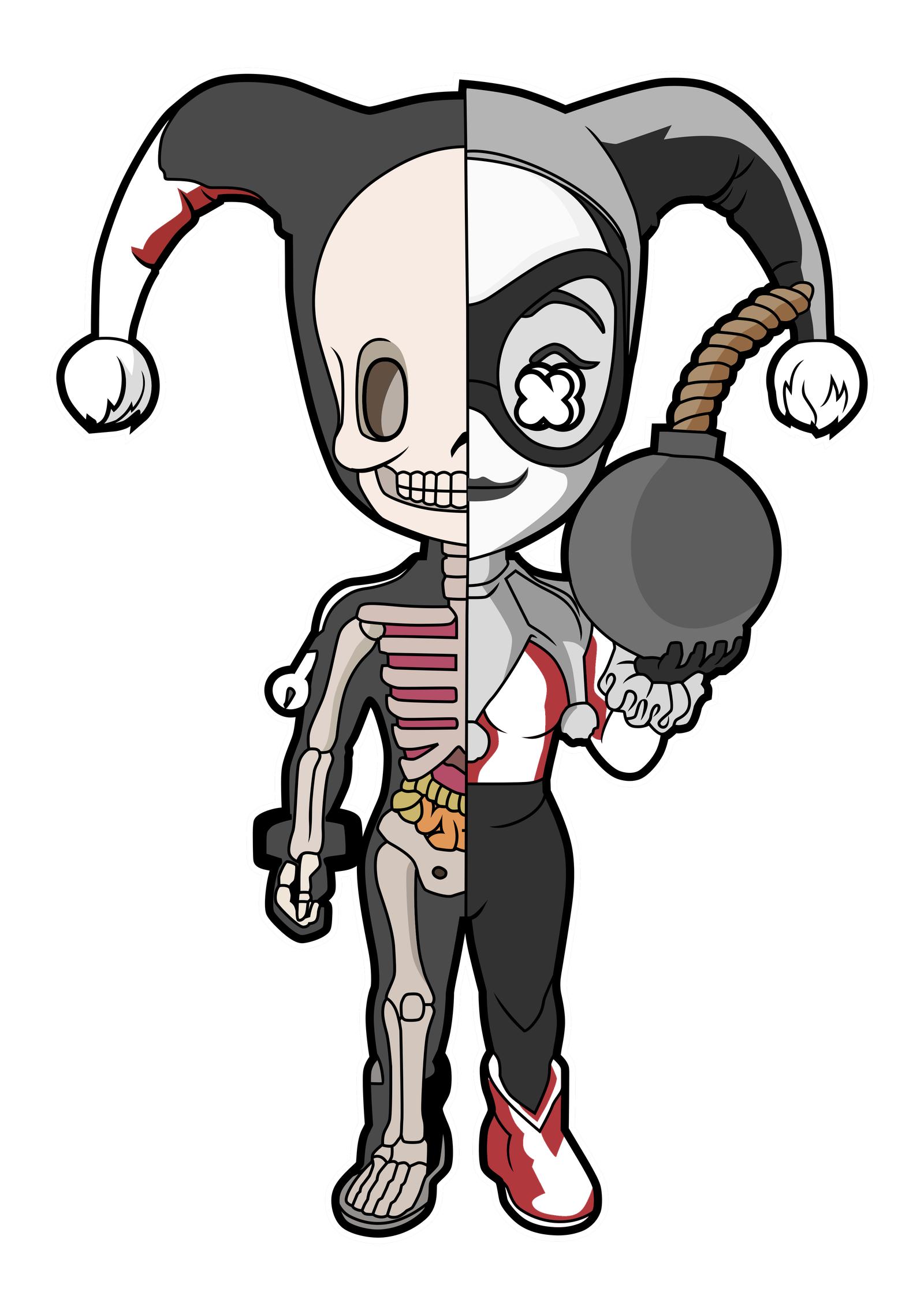 Harley Quinn Half Skeleton
