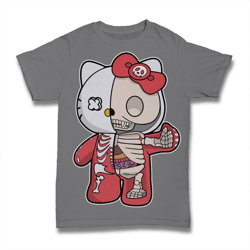 Hello Kity Half Skeleton Tshirt