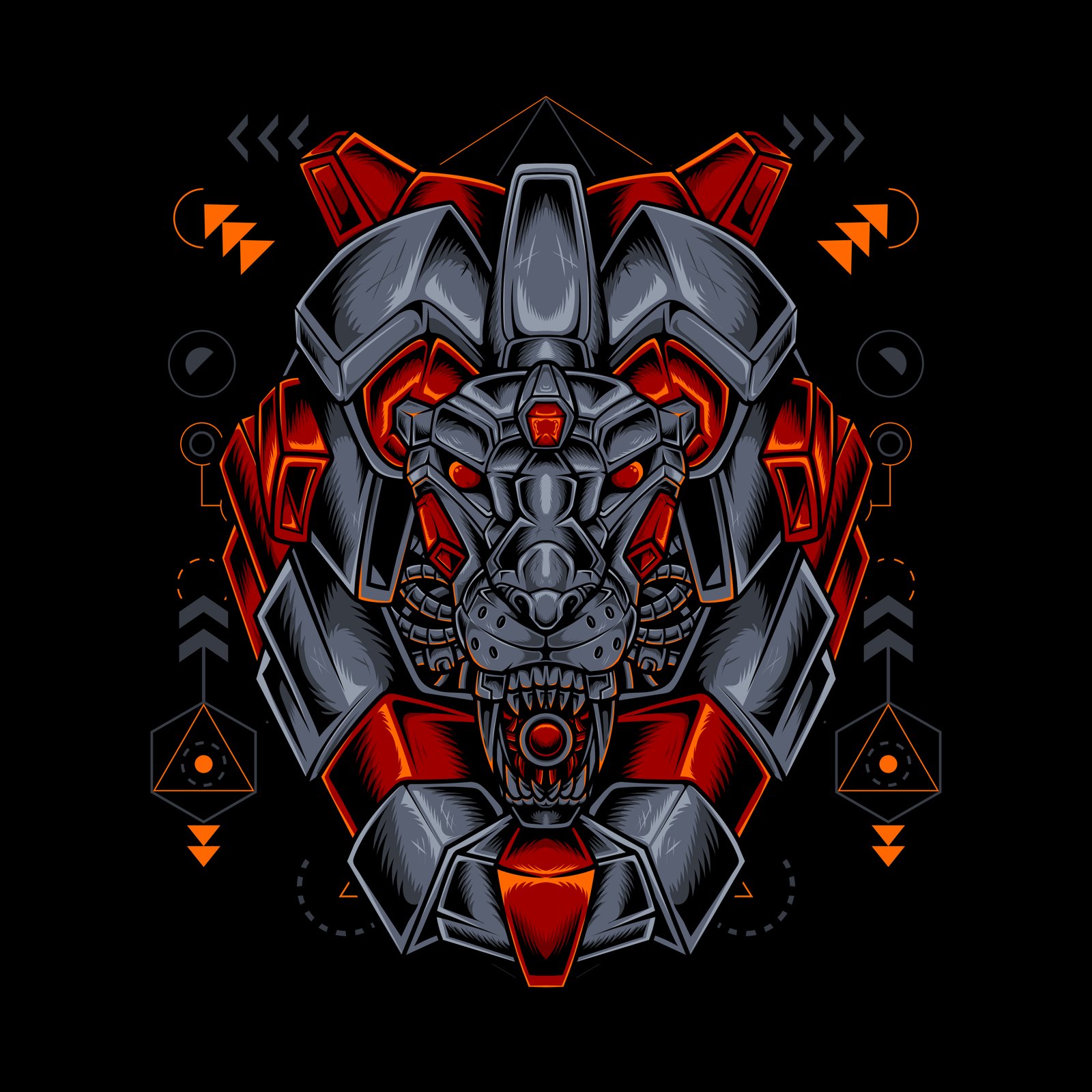 Lion head cyberpunk envatoelements