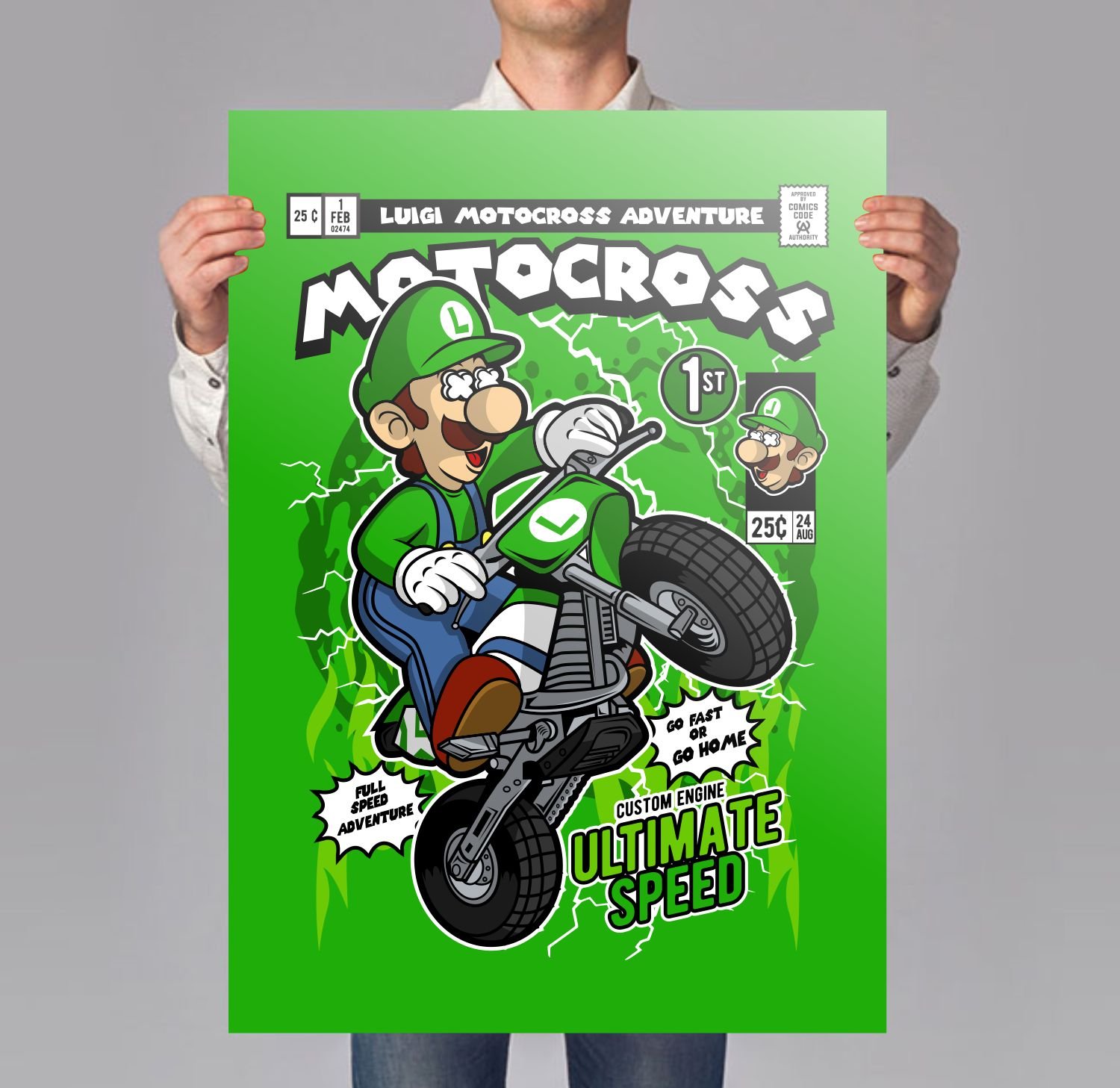 Luigi Motocross Poster