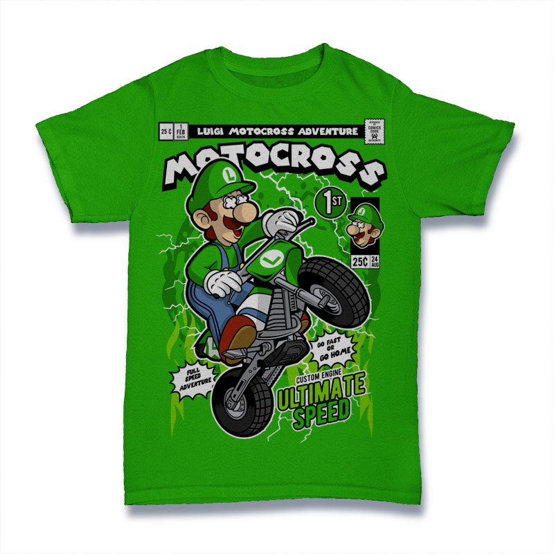 Luigi Motocross Tshirt