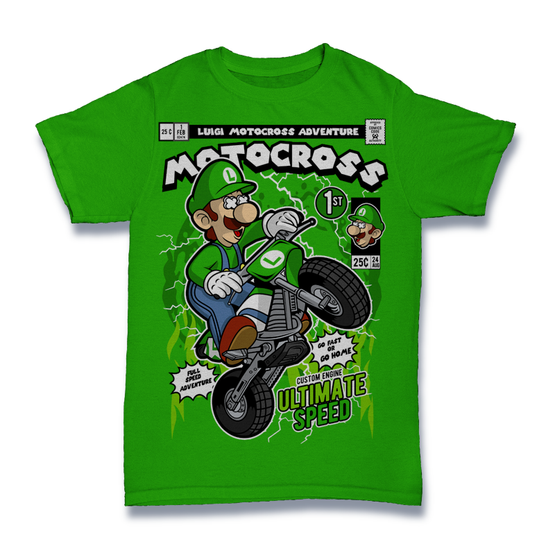 Luigi Motocross Tshirt