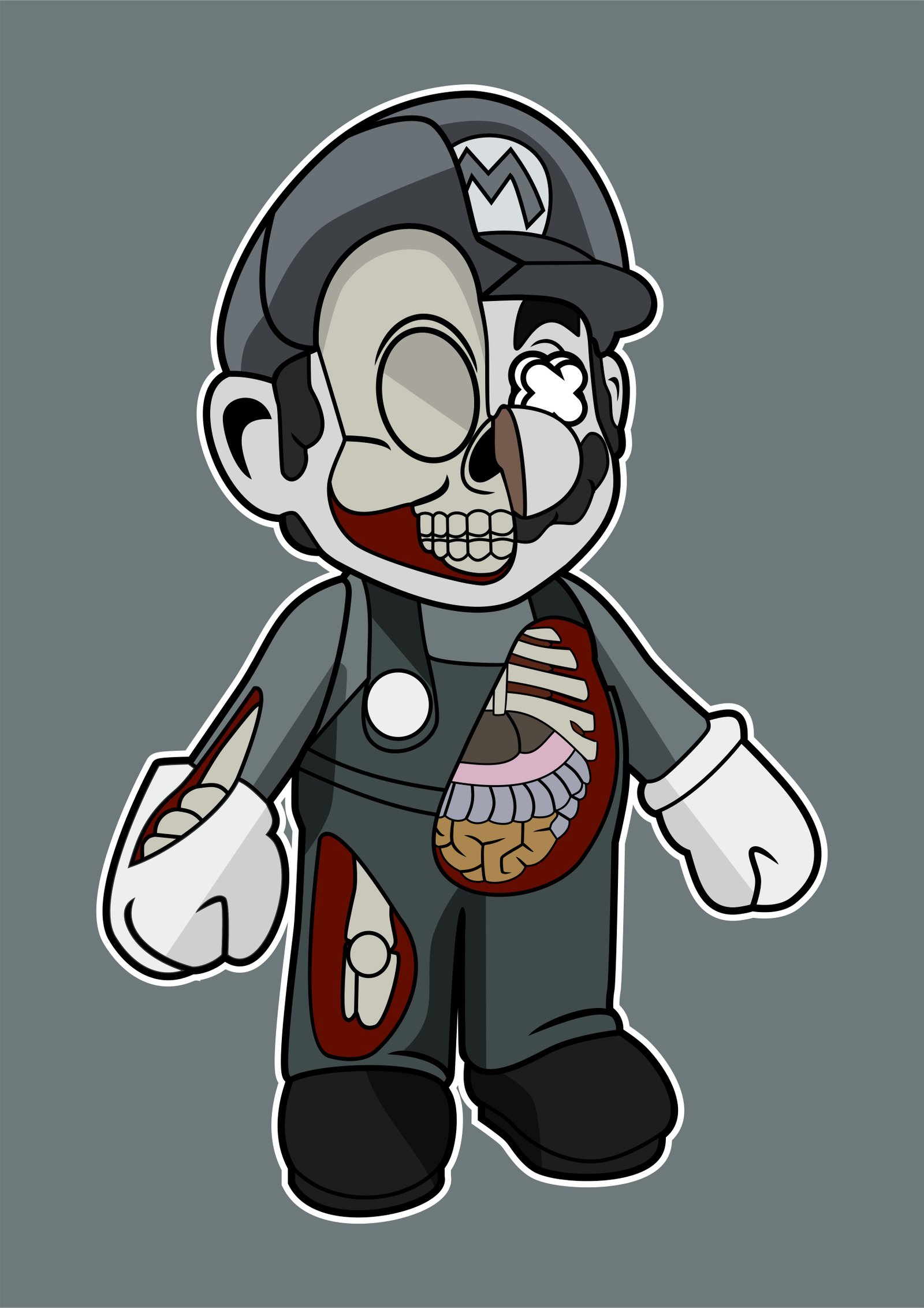 Mario Half Skeleton