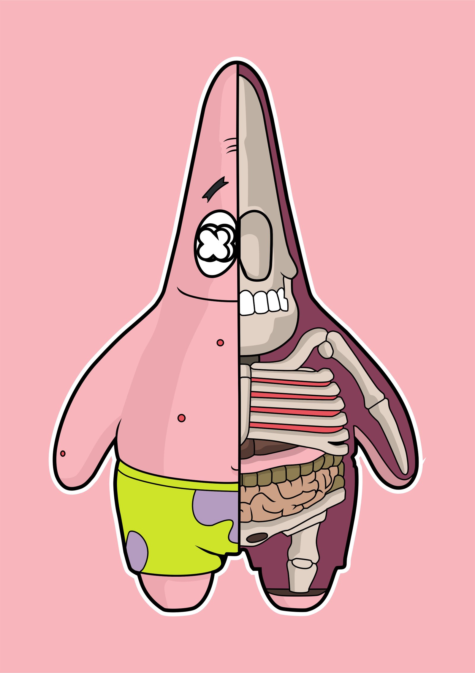 Patrick Star Half Skeleton
