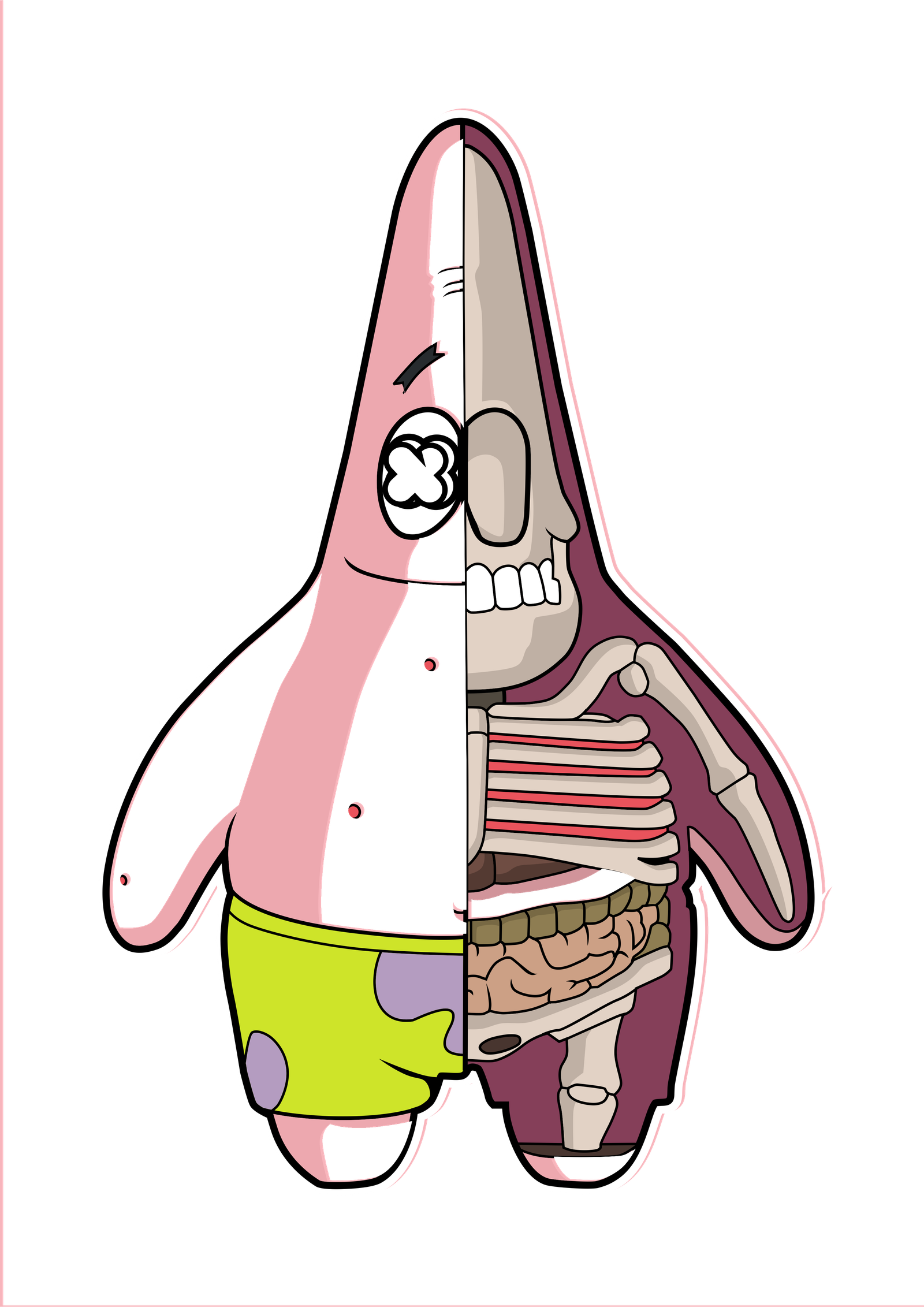 Patrick Star Half Skeleton