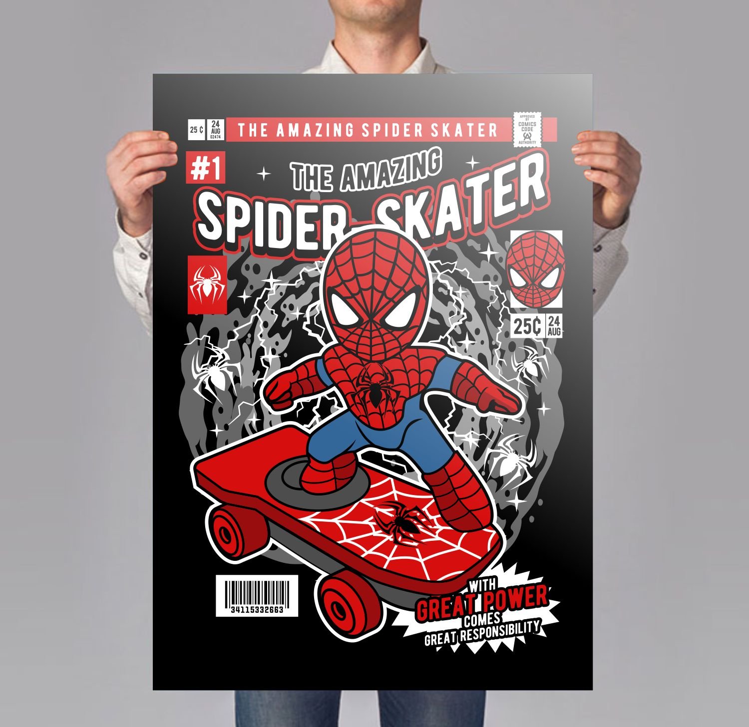 Spiderman Skateboard Poster