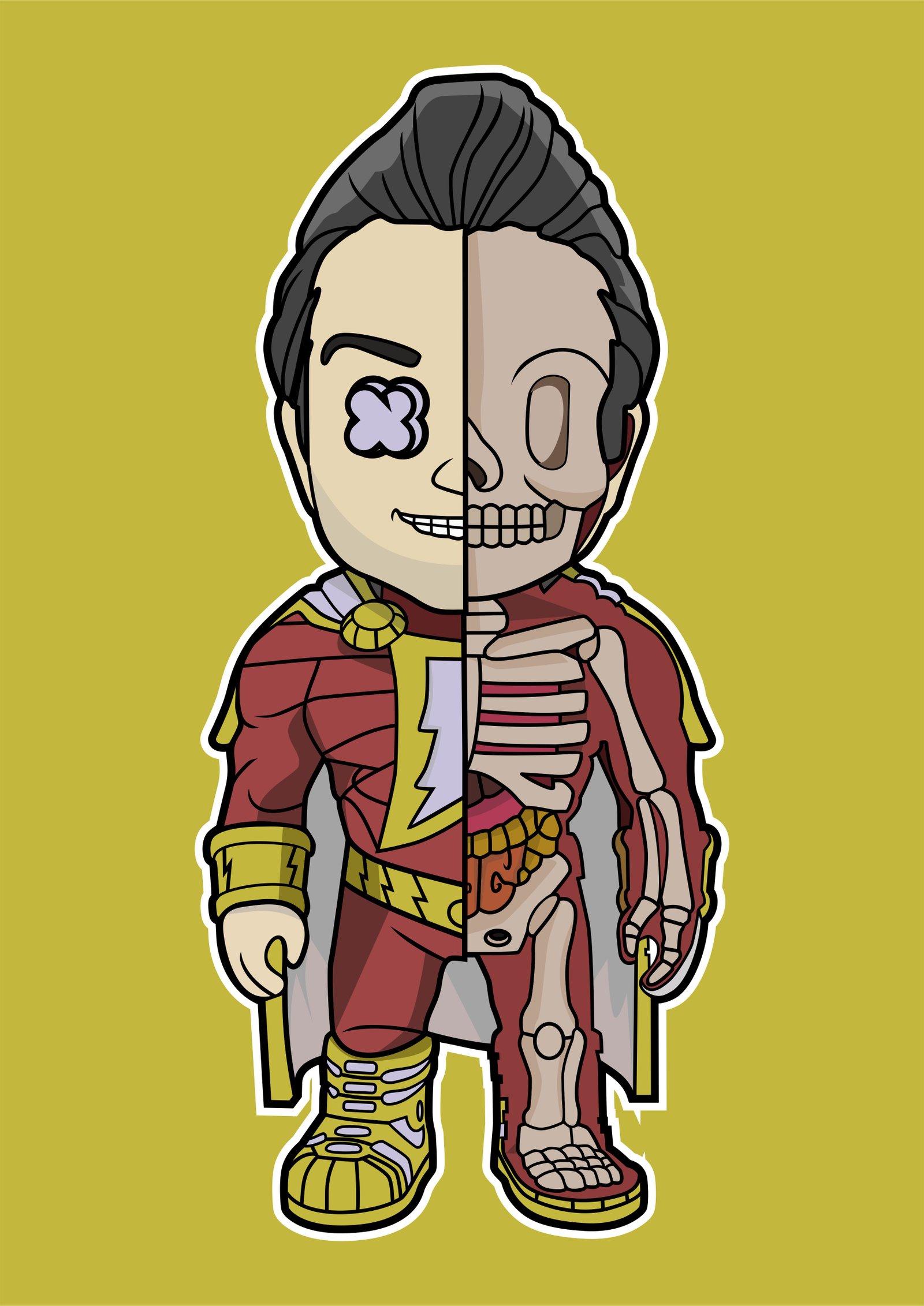 Yellow Lantern Half Skeleton