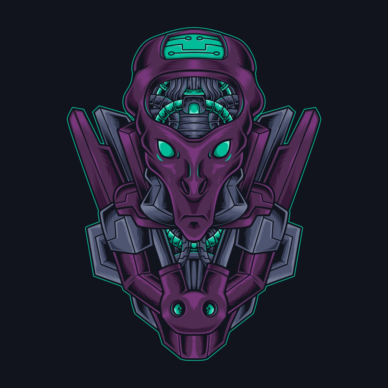 alien head cyberpunk elements