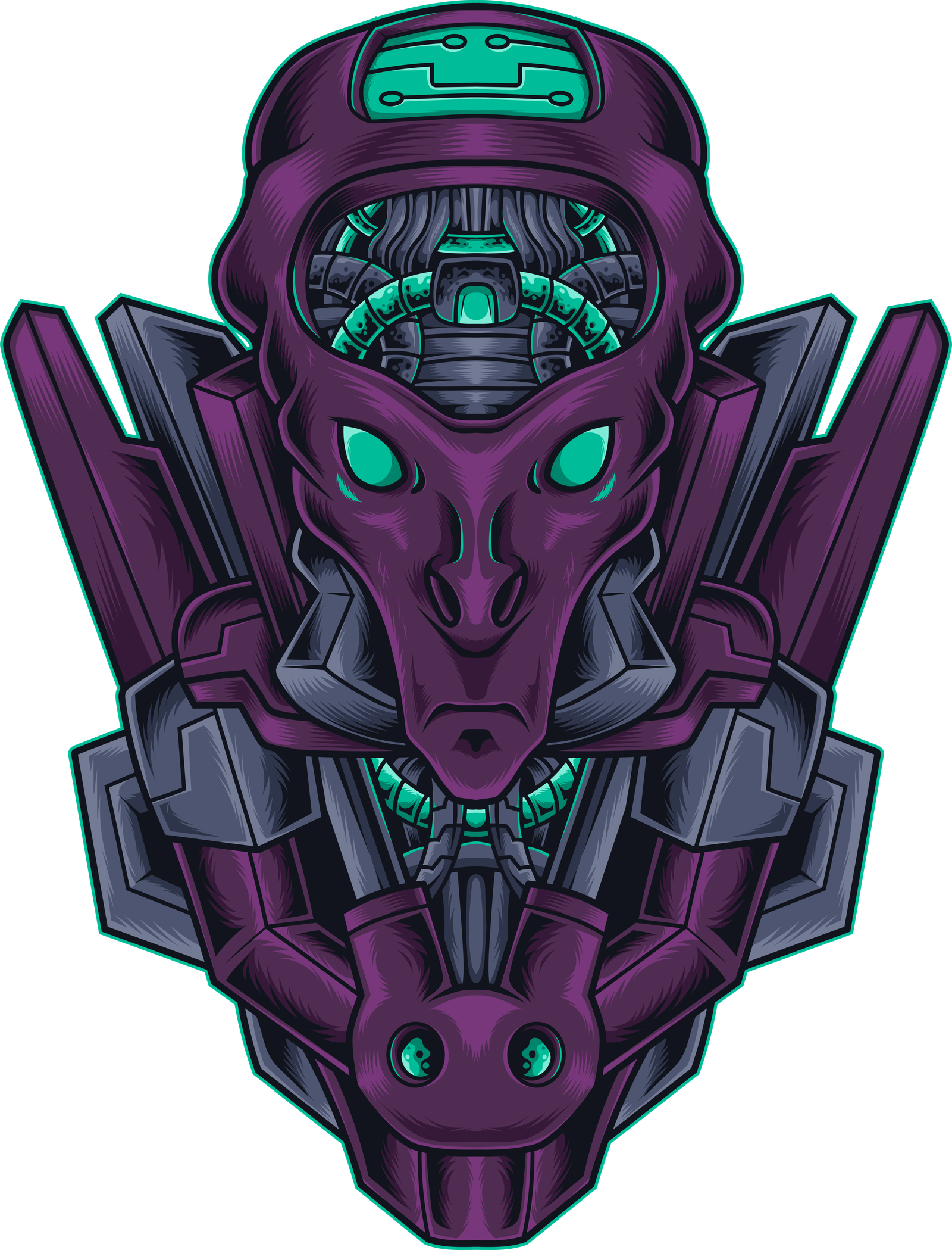 alien head cyberpunk elements