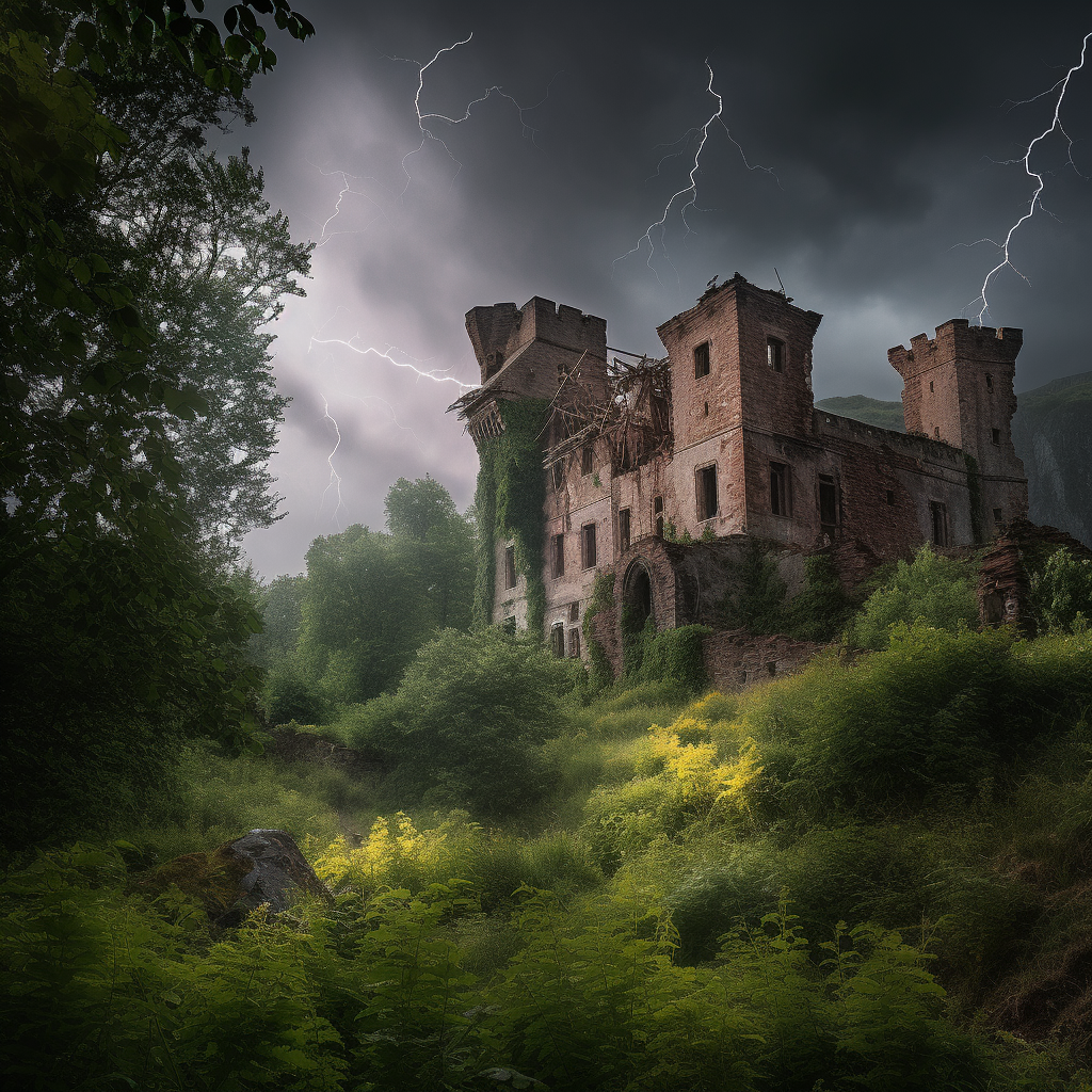 clubedoporkinho Create an image of a grand abandoned castle dur feb4f6af-7bec-43d8-a372-ad96f9cea6ff