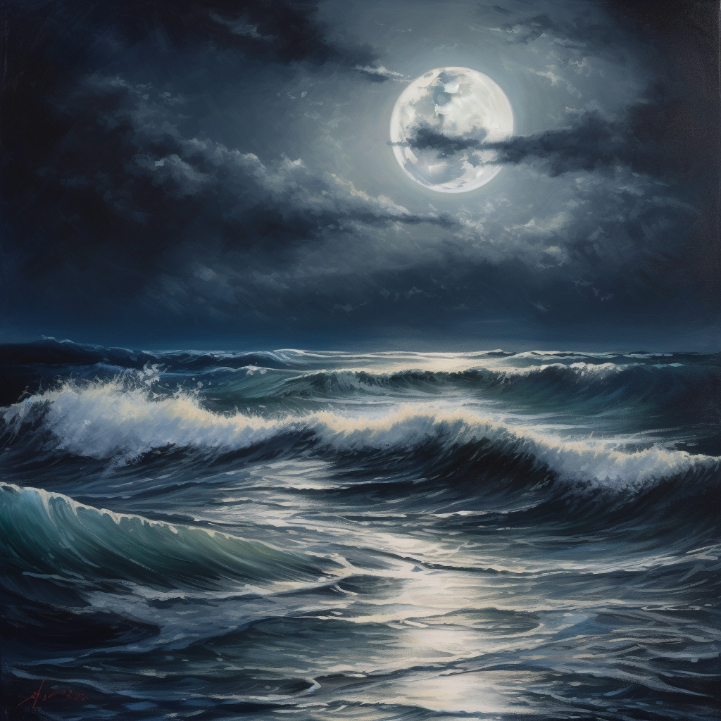 clubedoporkinho Imagine a night scene of a churning ocean under 5e8ddff0-56f4-4691-ab2c-d0fc5ab326e3