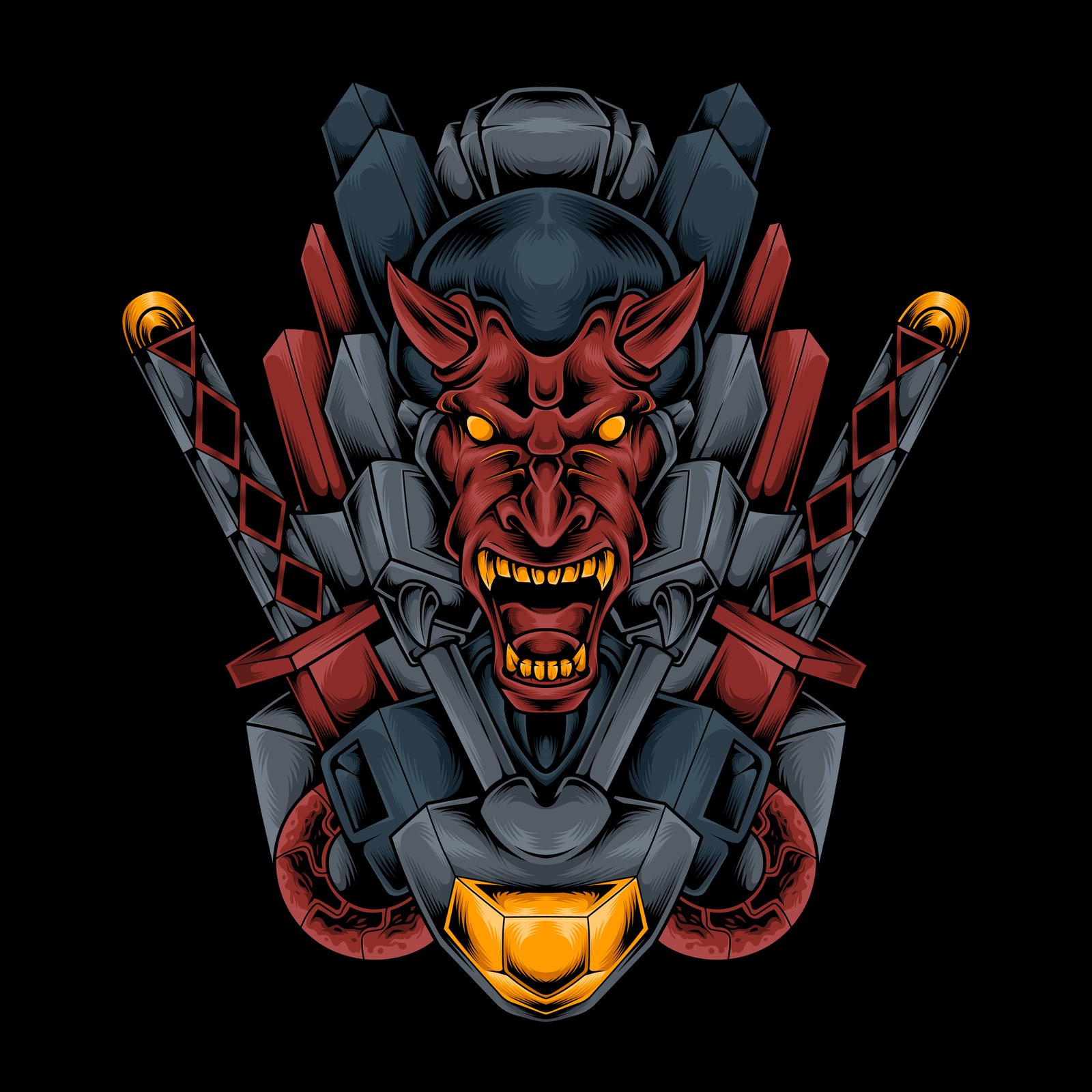devil mecha samurai elements