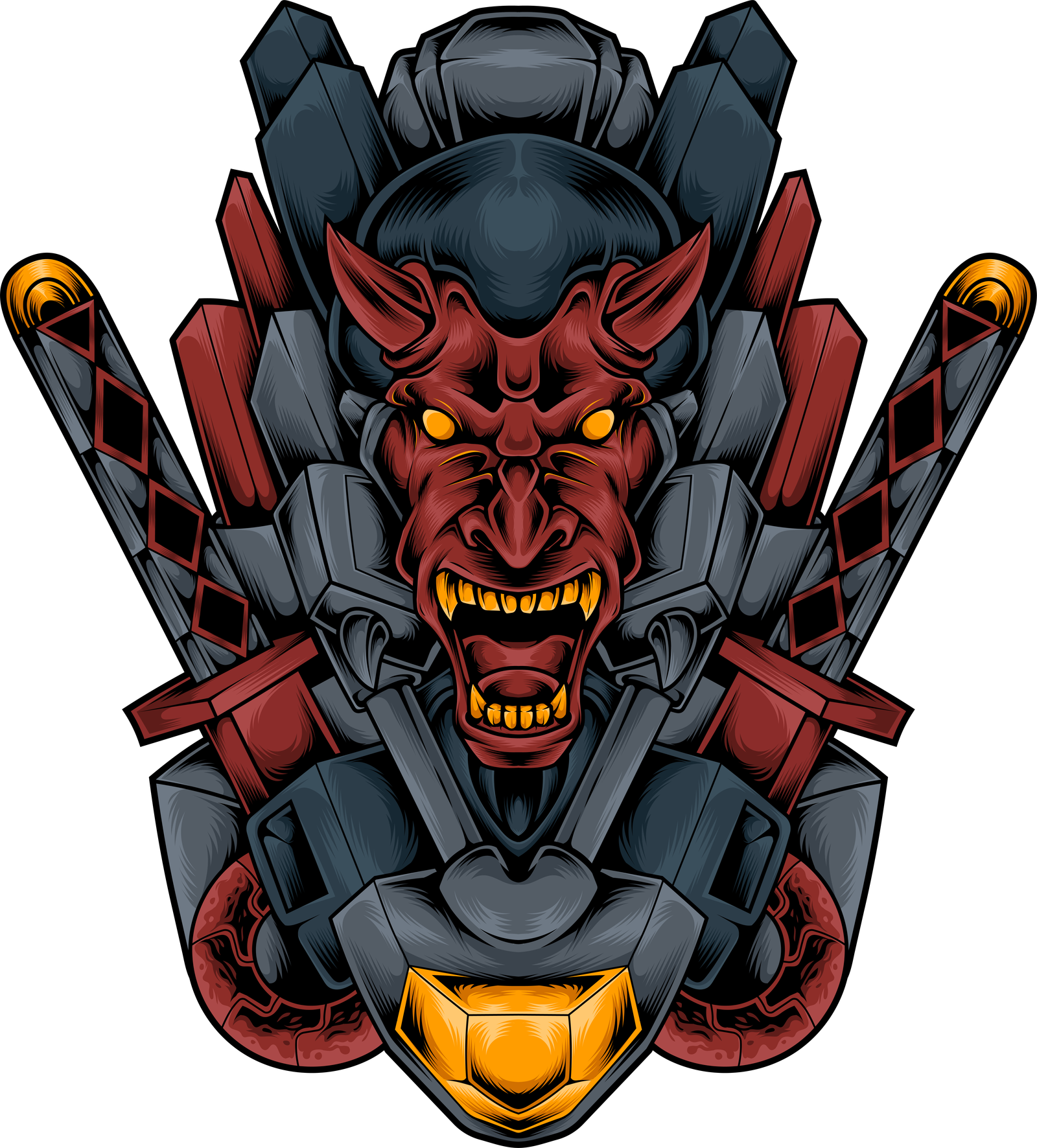devil mecha samurai elements
