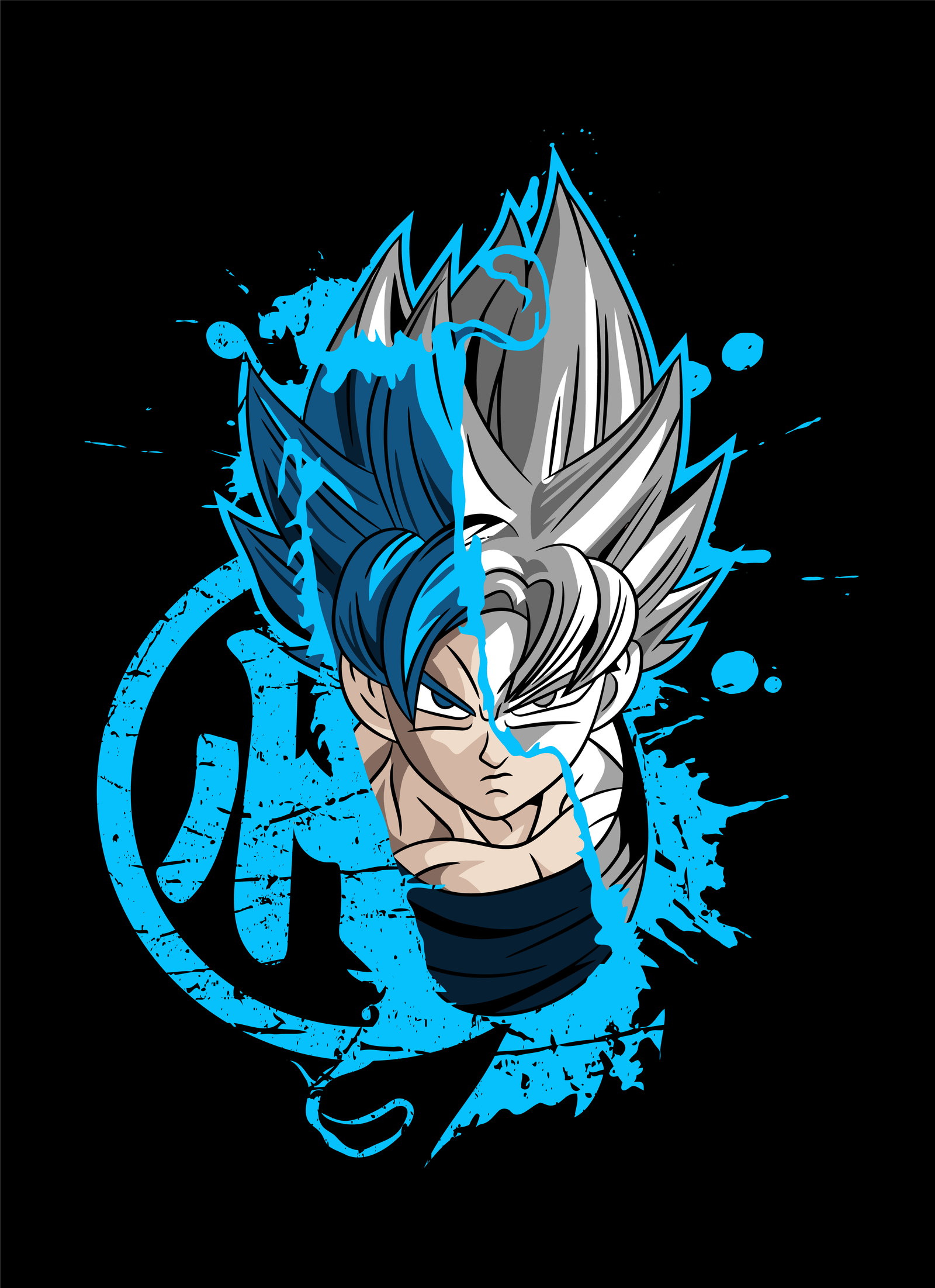 goku blue d Black