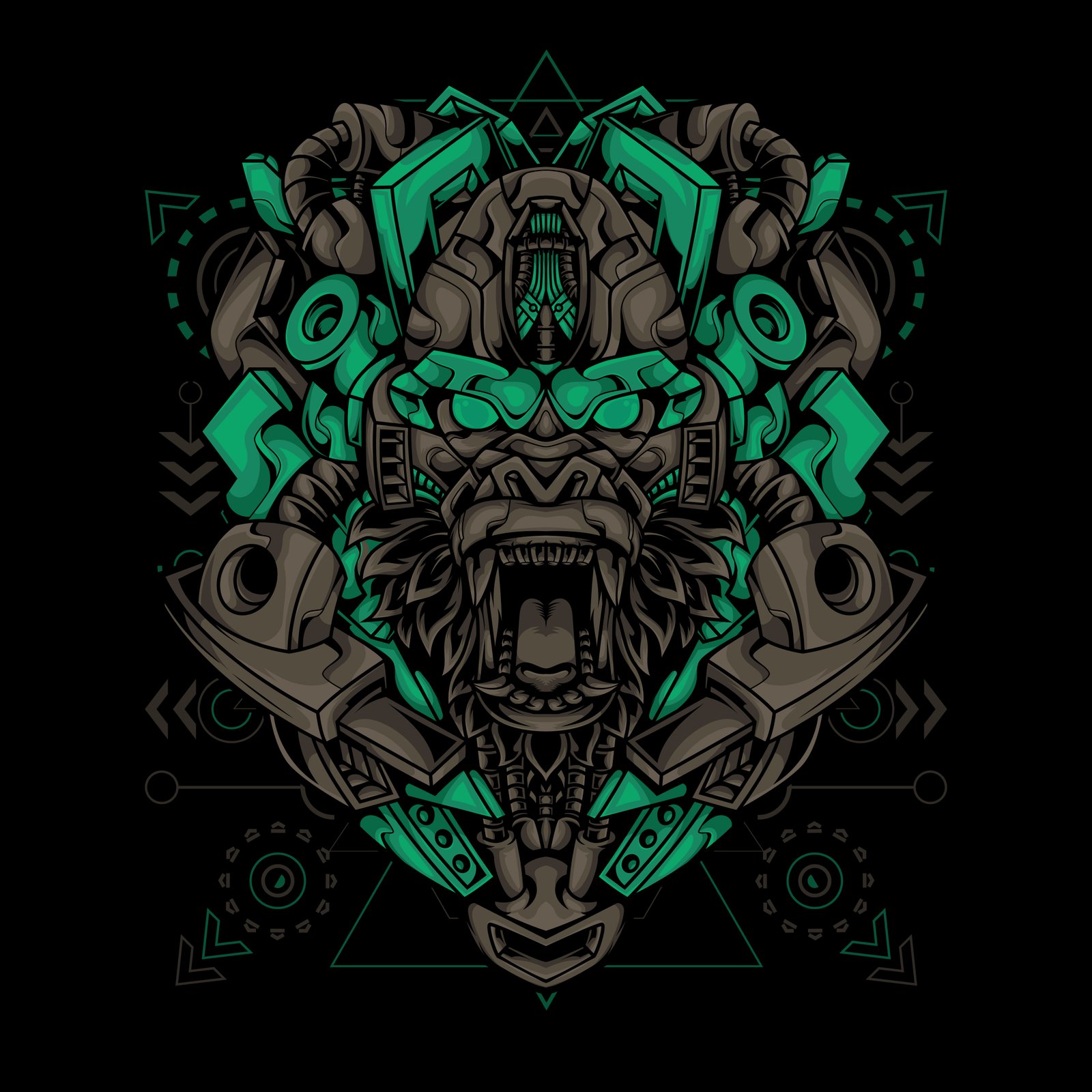 gorilla head cyberpunk elements