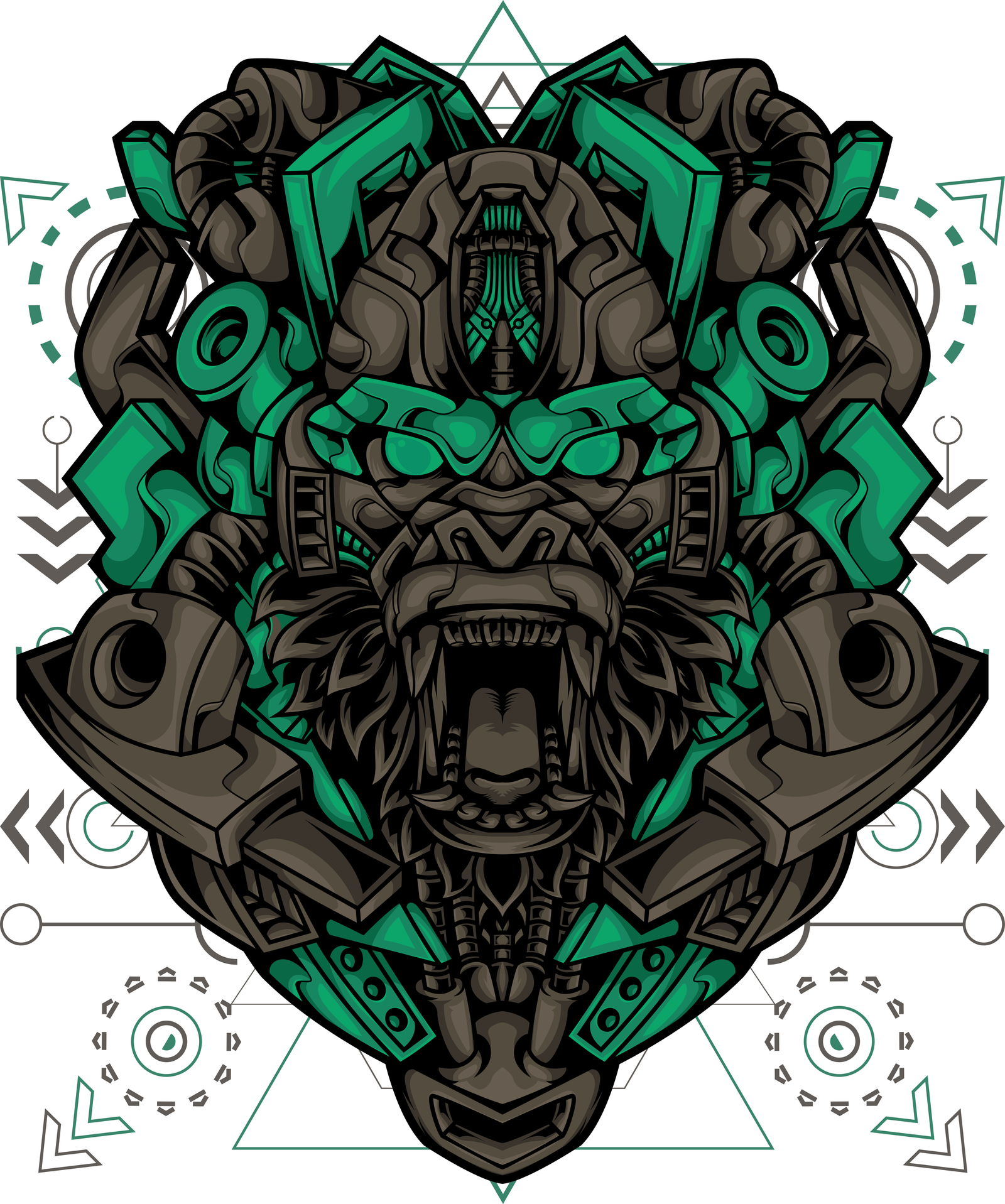 gorilla head cyberpunk elements