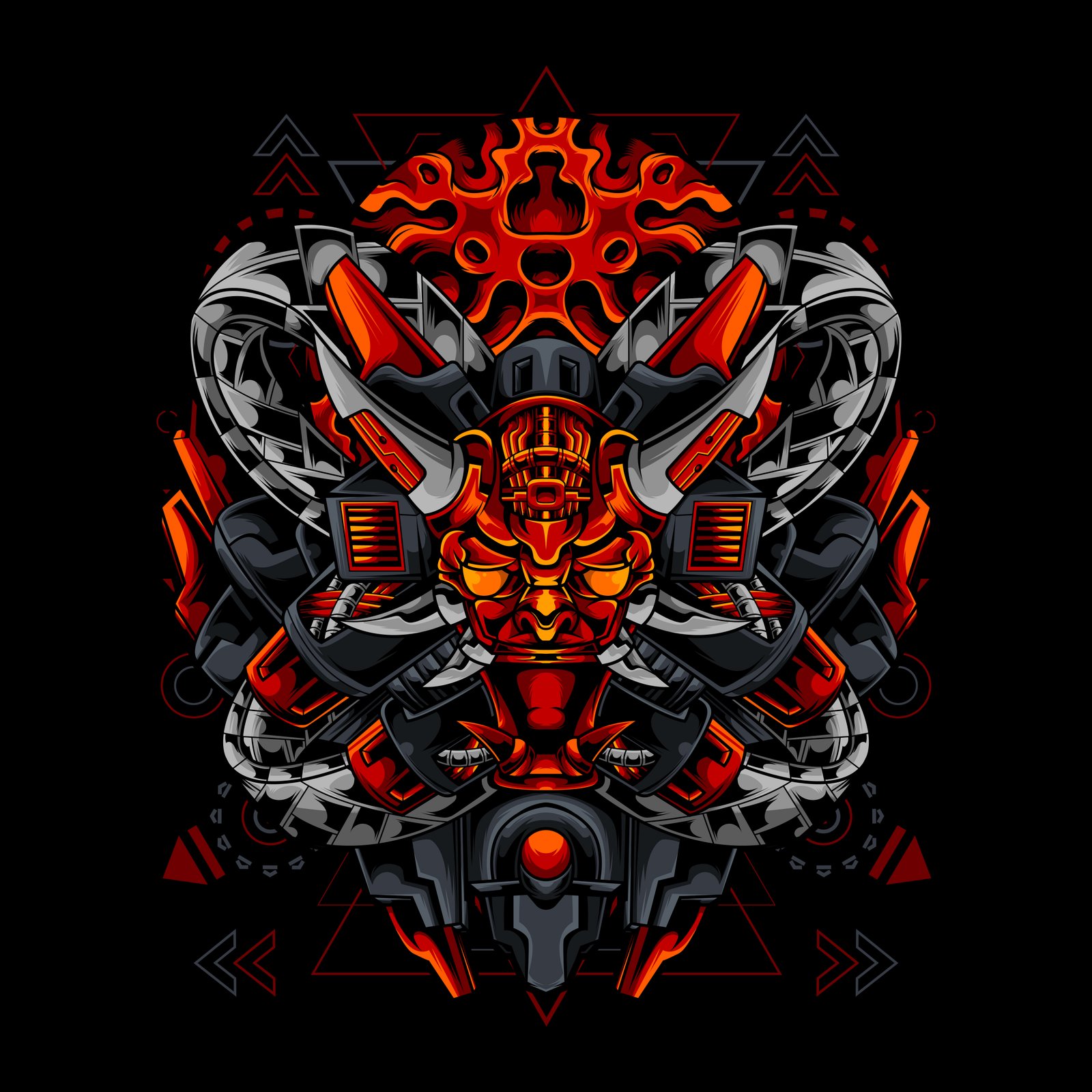 oni mask cyberpunk elements