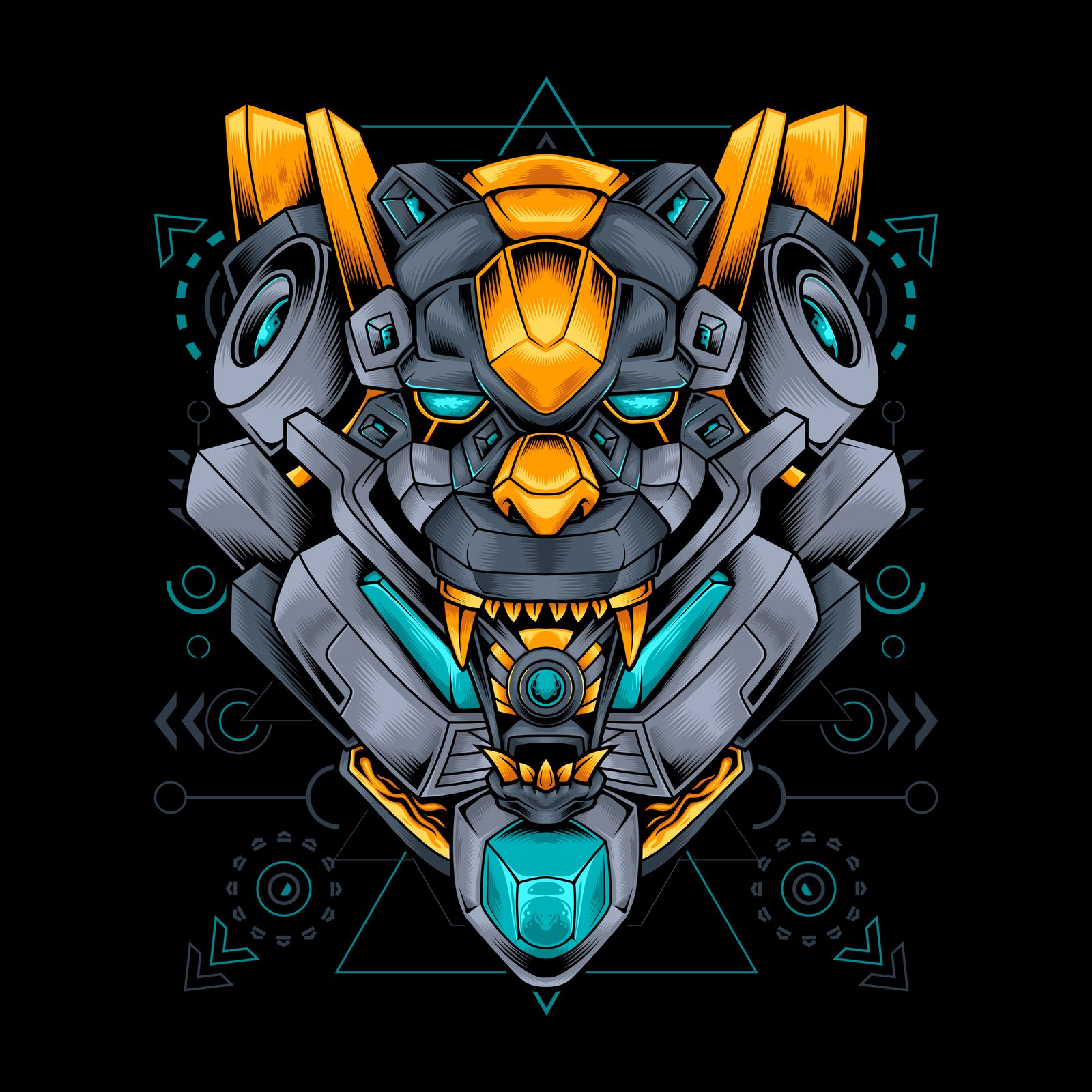 panther head cyberpunk elements