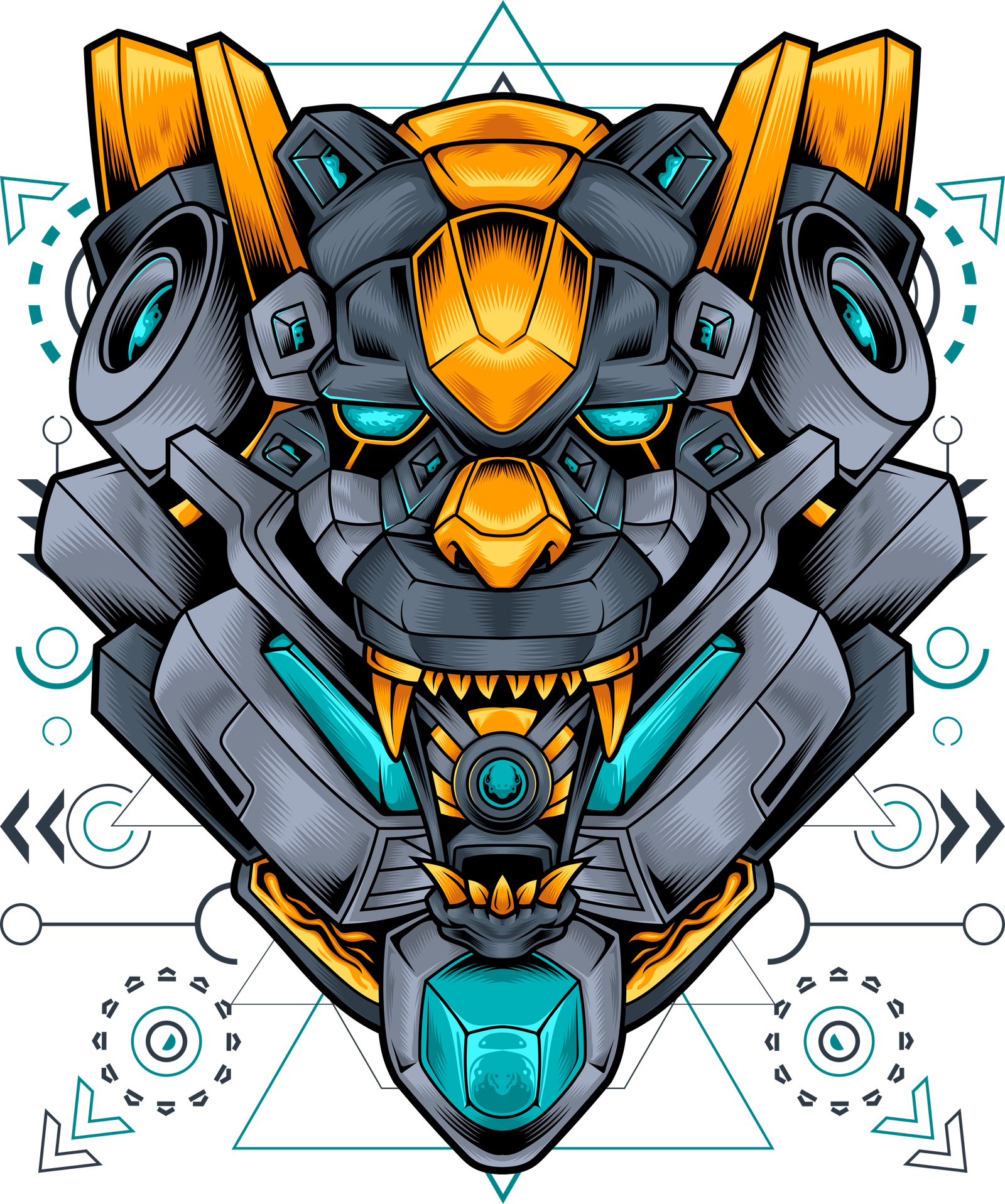 panther head cyberpunk elements
