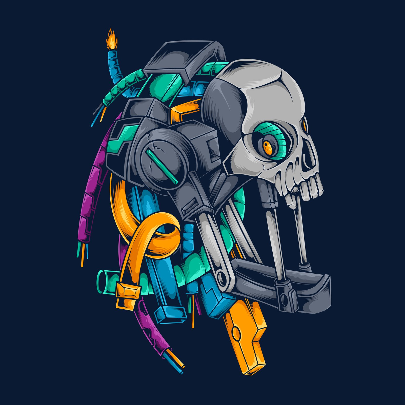 skull cyberpunk elements