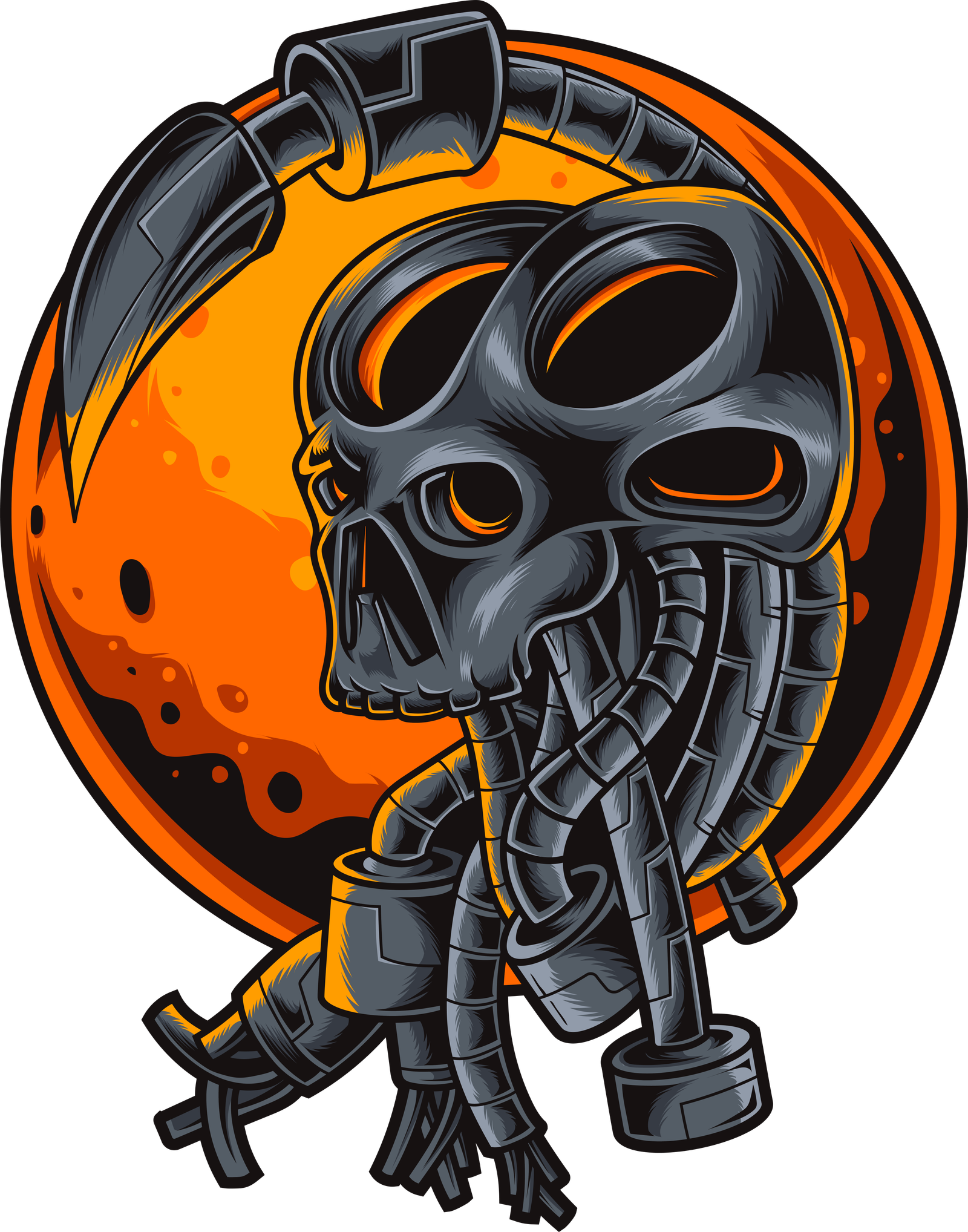 skull head robotic envatoelements